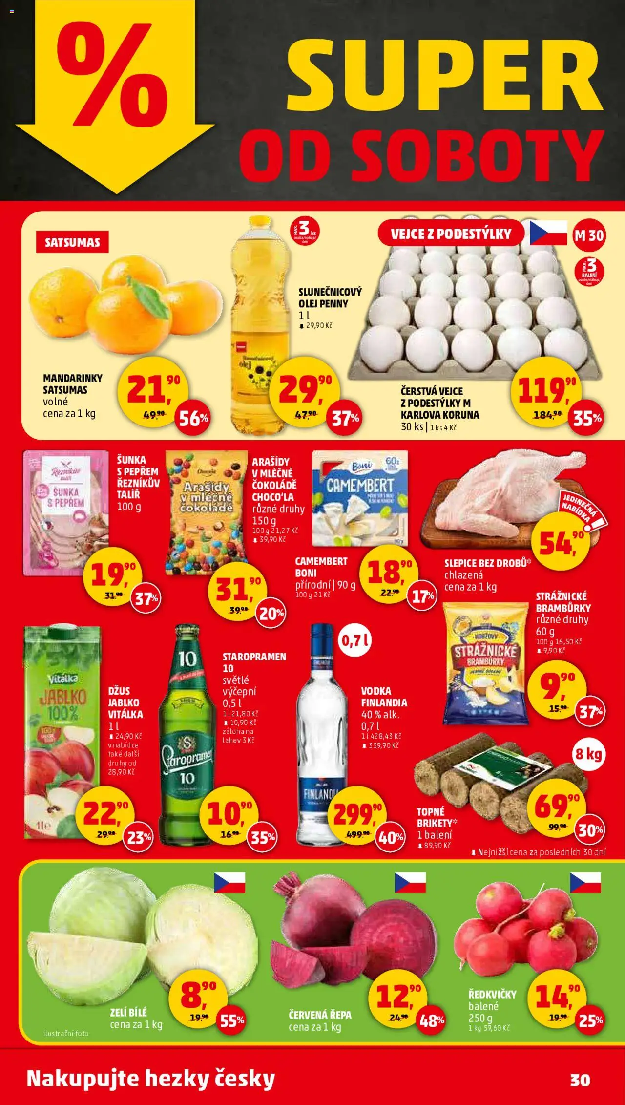 Penny Market leták - Čtvrtečník od 23.10.2025 | Strana: 30 | Produkty: Staropramen, Mandarinky, Červená řepa, Camembert