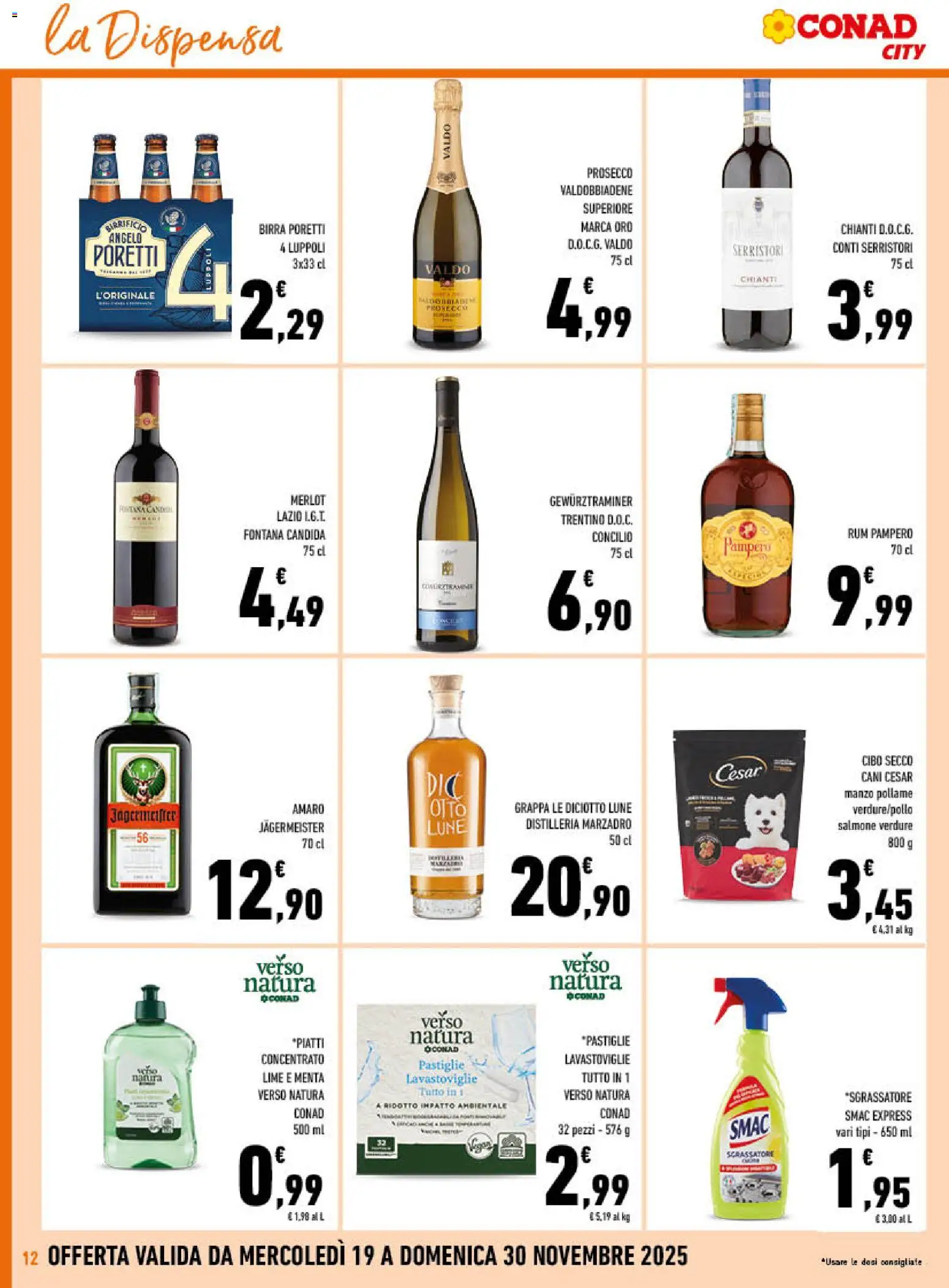 Volantino Conad del 19.11.2025 | Pagina: 12 | Prodotti: Birra, Prosecco, Verdure, Lavastoviglie
