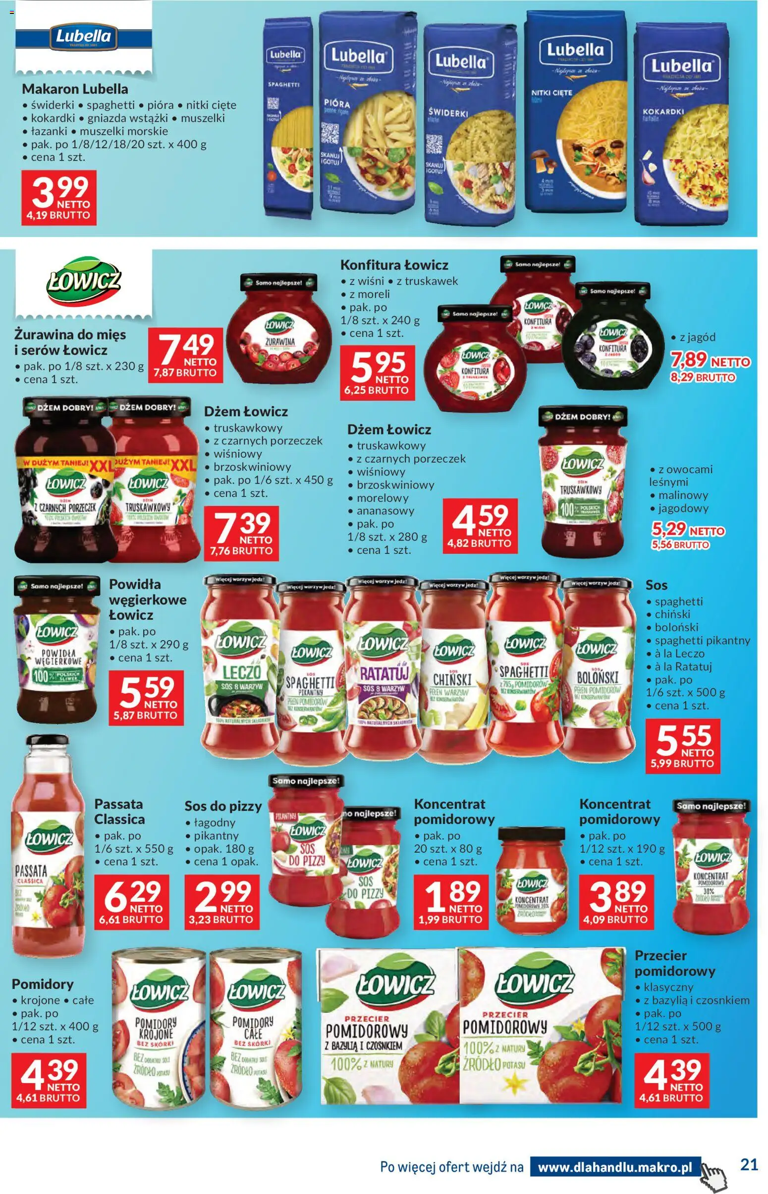 Makro Gazetka - Dystrybucja do sklepów od 11.11.2025 | Strona: 21 | Produkty: Sos do pizzy, Żurawina, Makaron, Sos