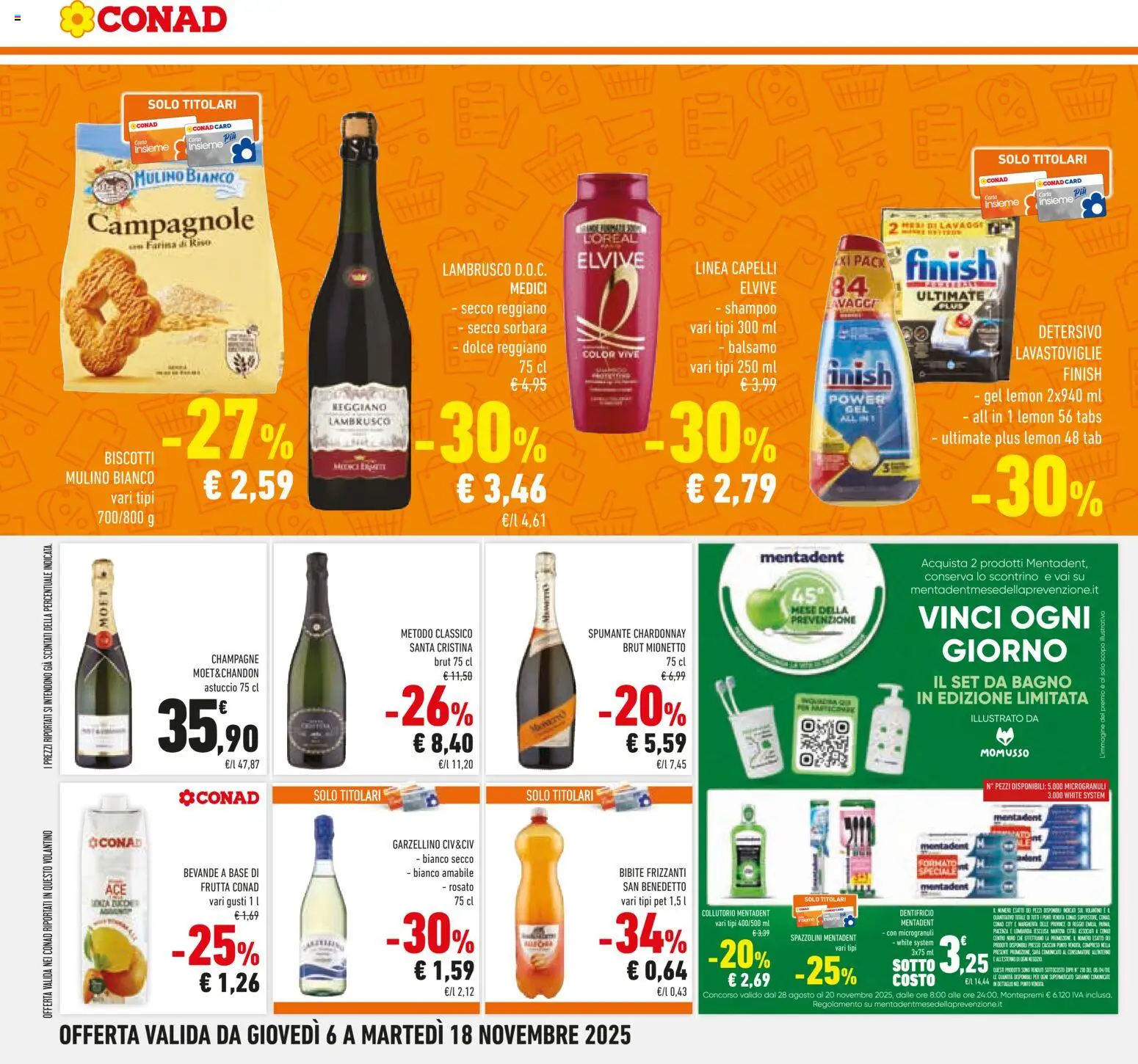 Volantino Conad del 06.11.2025 | Pagina: 28 | Prodotti: Shampoo, Dentifricio, Biscotti, Astuccio