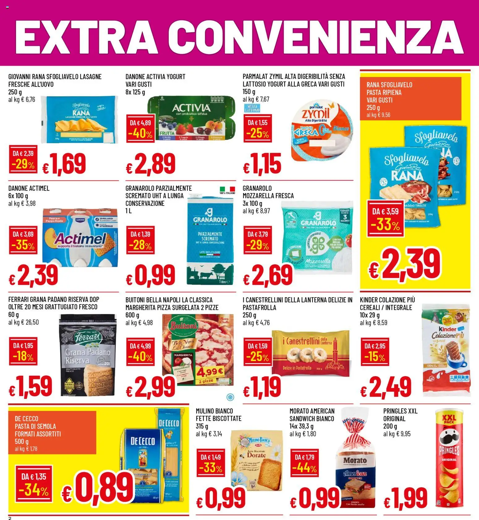 Volantino Famila del 29.12.2025 | Pagina: 2 | Prodotti: Yogurt, Pizza, Cereali, Frutta