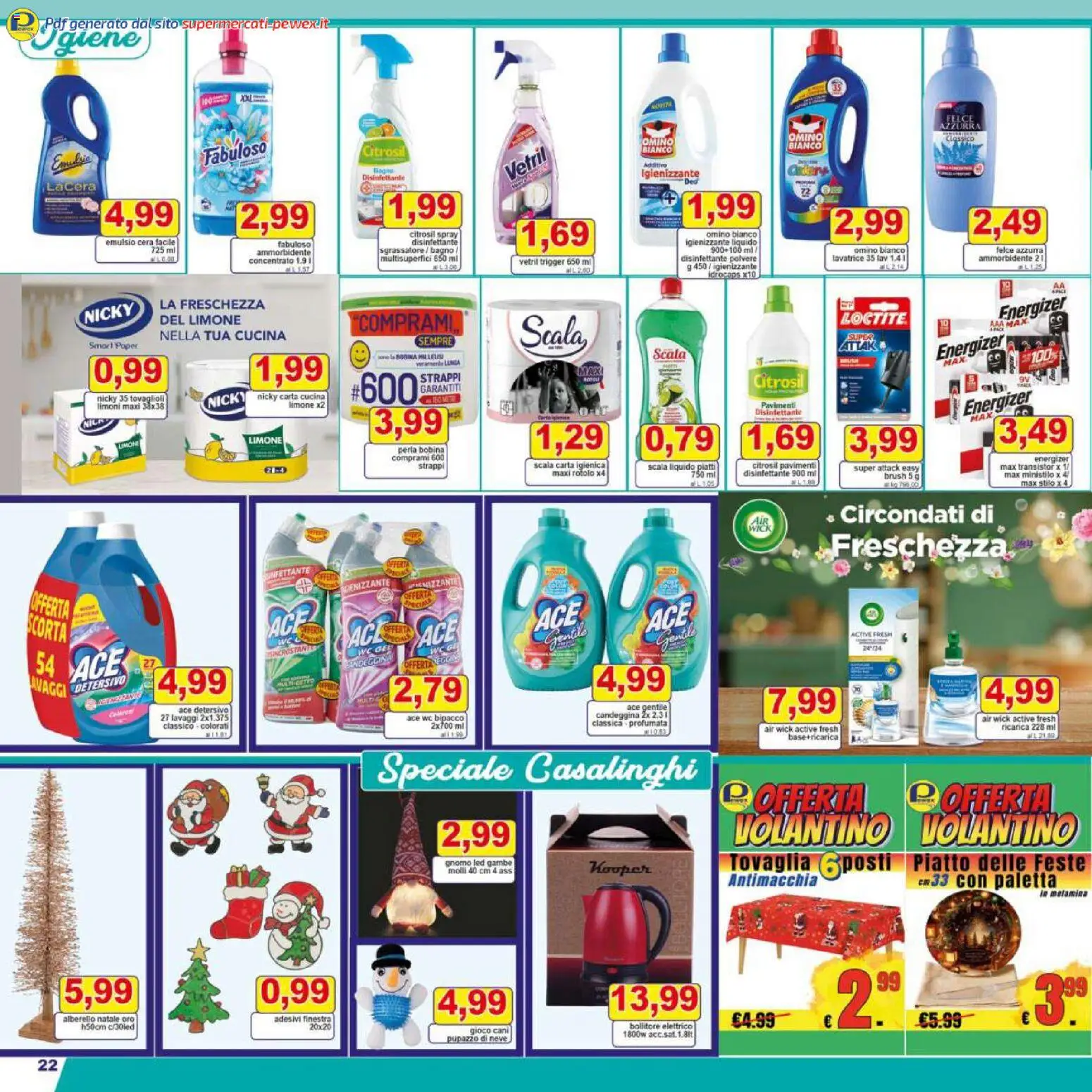 Volantino Pewex del 27.11.2025 | Pagina: 22 | Prodotti: Candeggina, Sgrassatore, Limone, Piatto