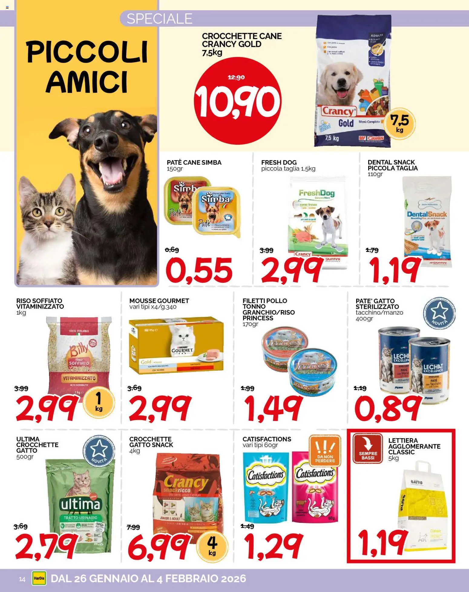 Volantino HarDis del 26.01.2026 | Pagina: 14 | Prodotti: Paté, Pollo, Tonno, Crocchette gatto