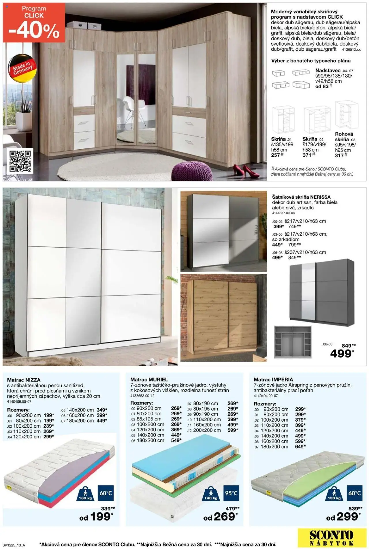 Nové Sconto nábytok akcie – leták je platný od 24.09.2025 | Strana: 13 | Produkty: Nábytok, Matrac, Šatníková skriňa, Skriňa