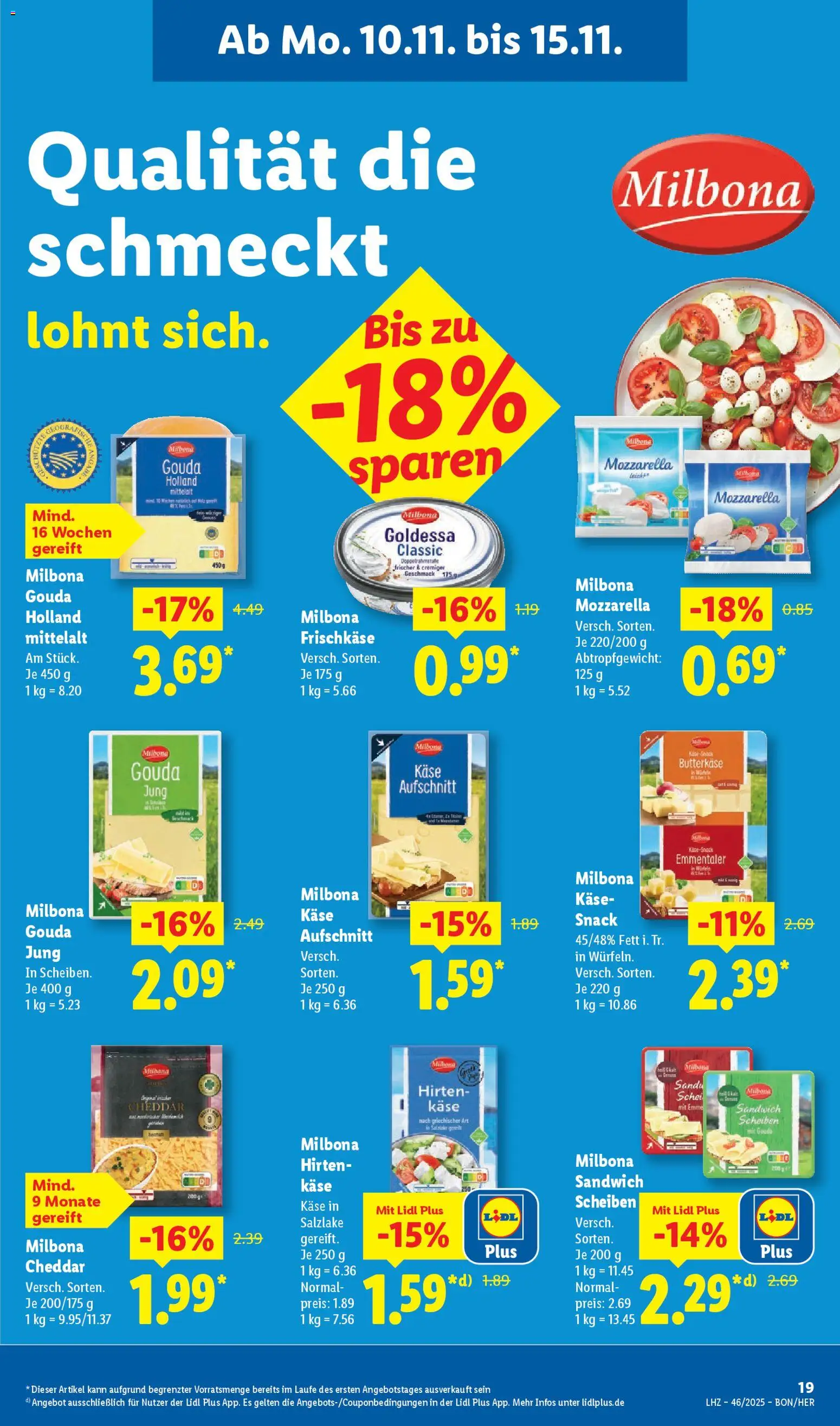 Lidl Prospekt Bestwig – gültig ab 10.11.2025 | Seite: 29 | Produkte: Käse, Mozzarella, Gouda, Frischkase