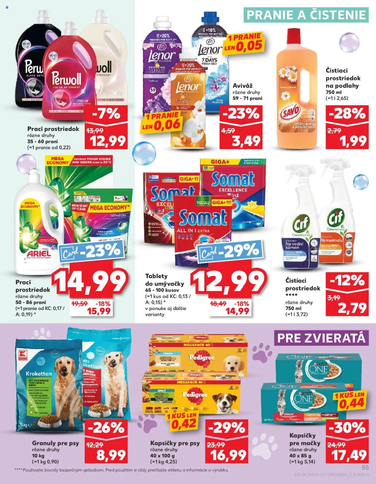 Kaufland SK akciós ujság - amely érvényes a következő dátumtól: 14.08.2025 | Oldal: 55 | Termékek: Ariel, Perwoll, Somat