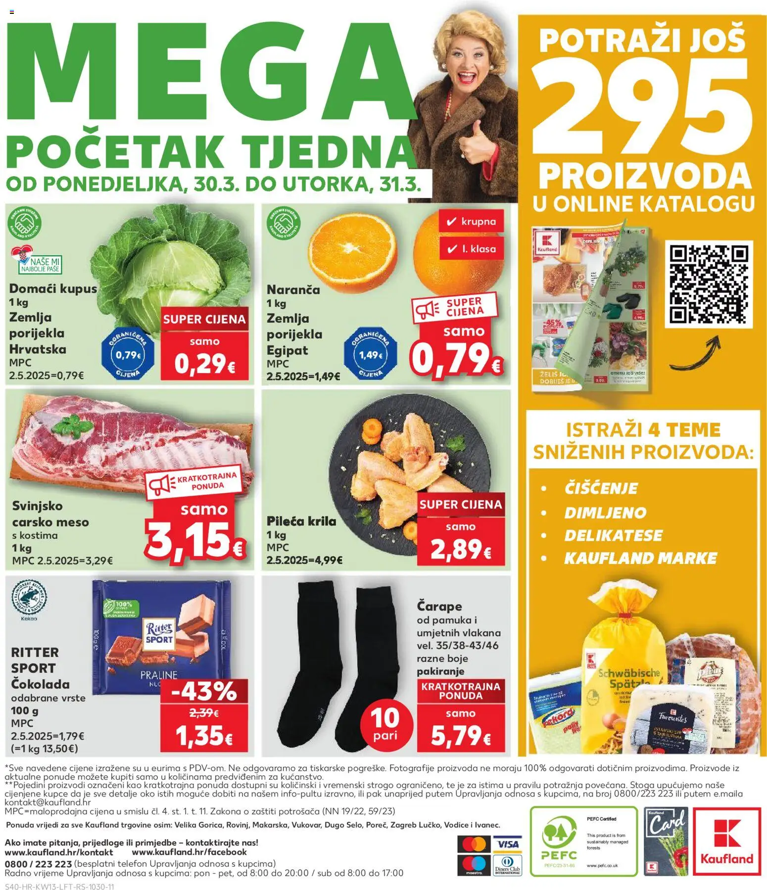 Kaufland katalog | vrijedi od 25.03.2026 | Stranica: 40 | Proizvodi: Pileća krila, Meso, Čokolada, Kupus