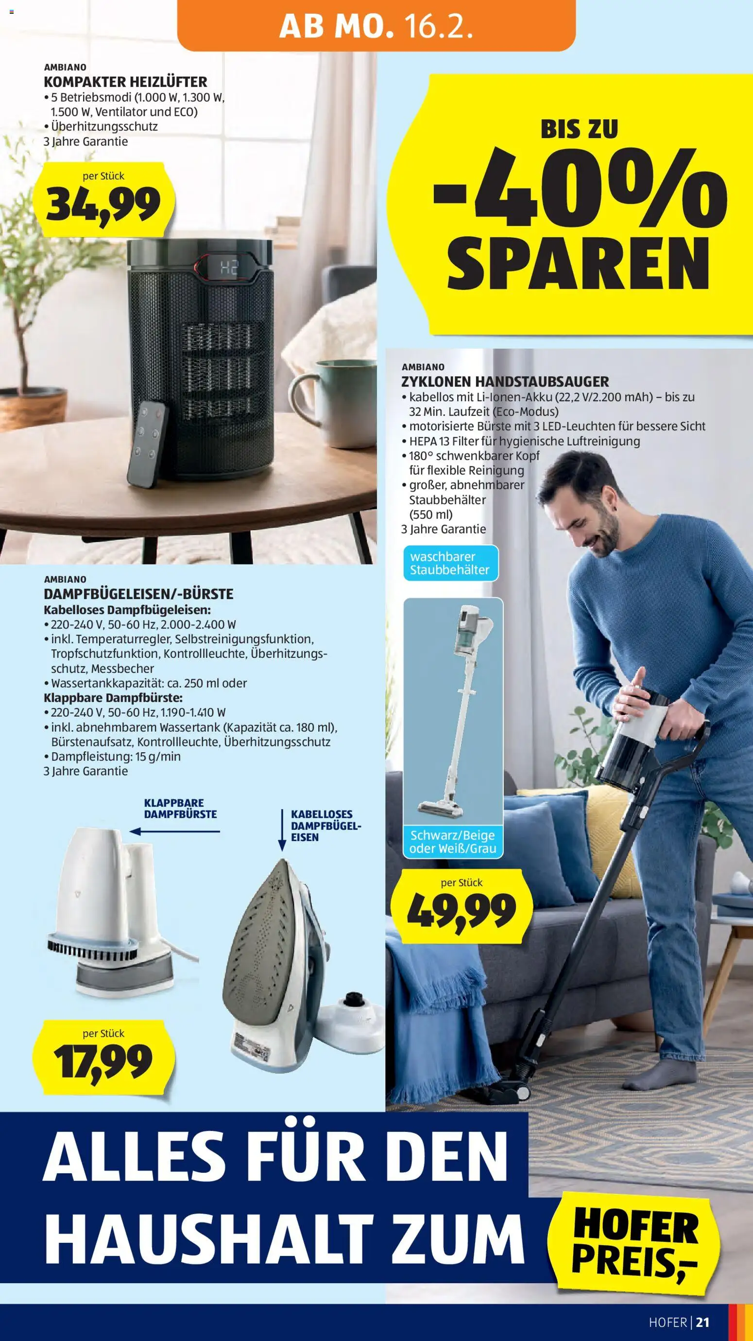 Hofer Flugblatt gültig ab 13.02.2026 | Seite: 25 | Produkte: Ventilator, Bürste