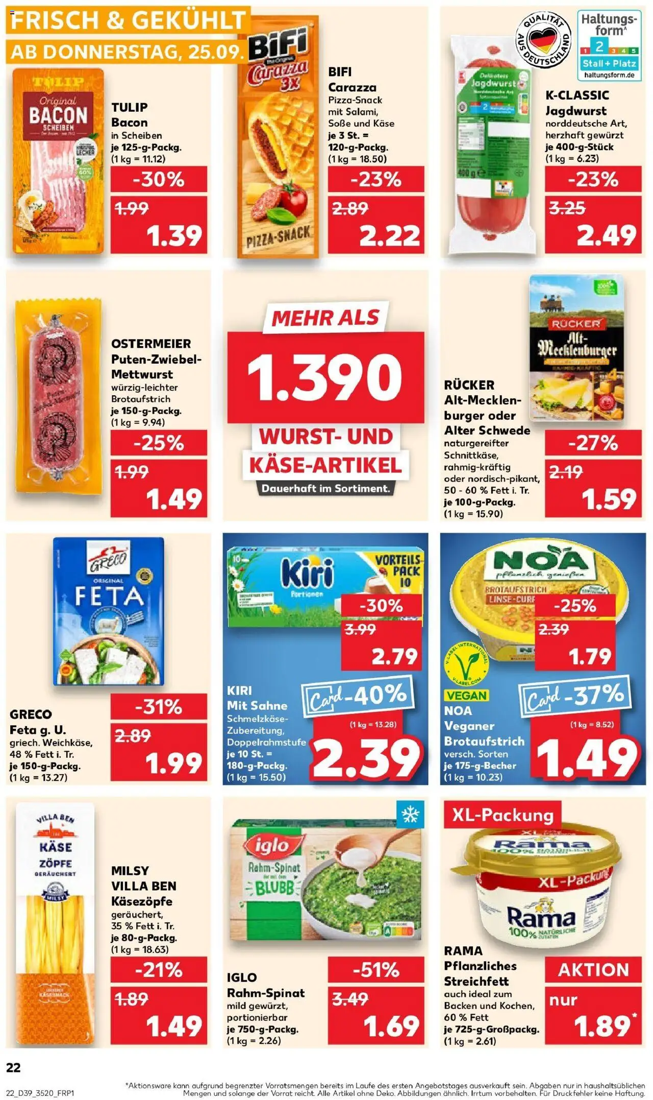 Kaufland prospekt Sonneberg	 – gültig ab 25.09.2025 | Seite: 22 | Produkte: Rama, Käse, Soße, Sahne