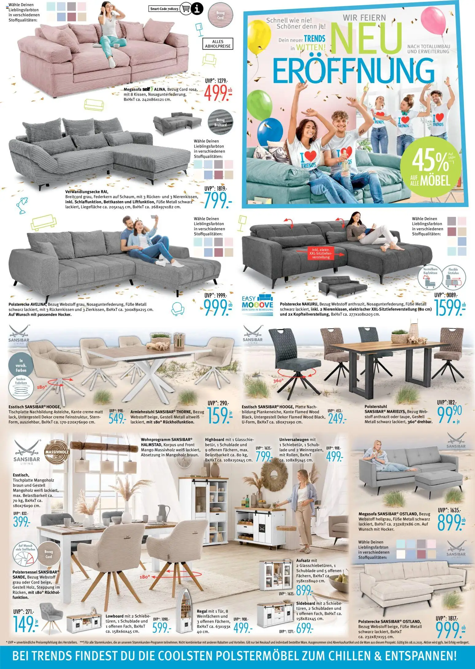 Trends Wir feiern Neueröffnung in Witten & Bottrop – gültig ab 25.10.2025 | Seite: 4 | Produkte: Sofa, Regal, Creme, Mango