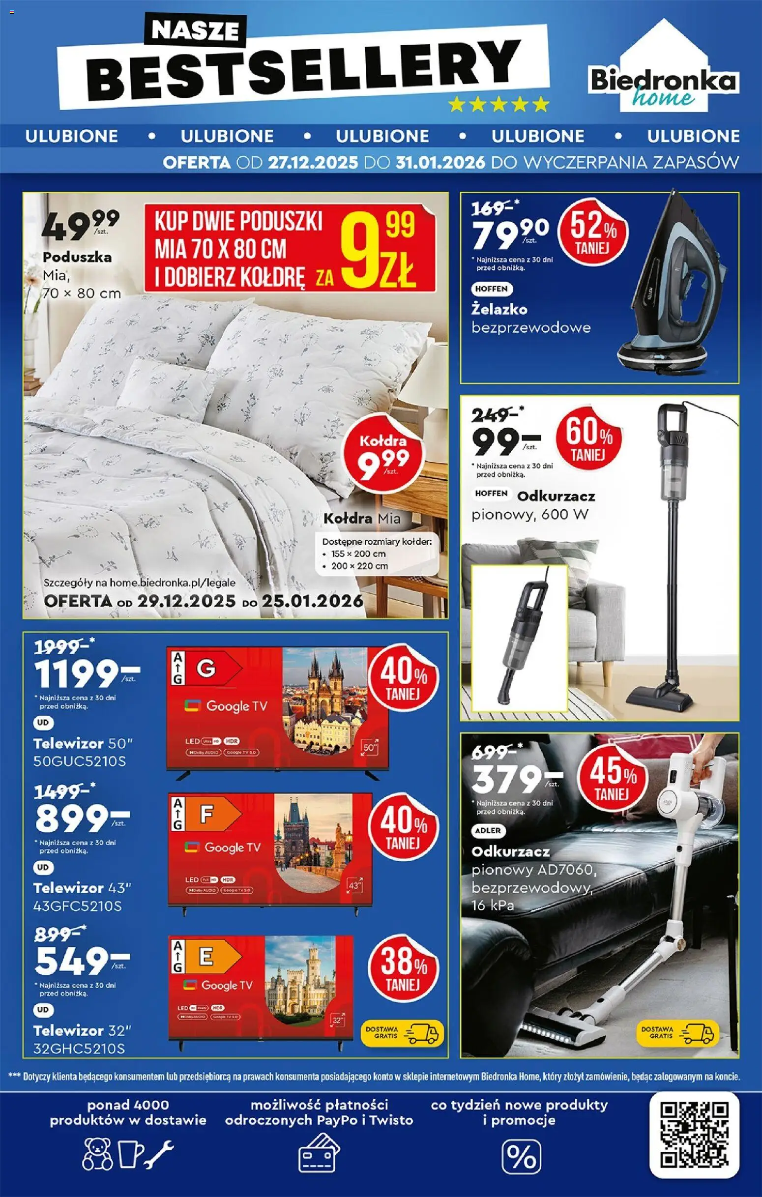 Biedronka gazetka - Hity i inspiracje od 29.12.2025 | Strona: 57 | Produkty: Odkurzacz, Poduszka, Odkurzacz pionowy, Kołdra