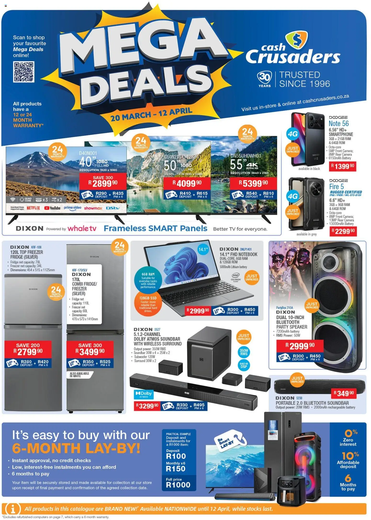 New Cash Crusaders catalogue – valid from 20.03.2026 | Page: 1 | Products: Notebook, Camera, Freezer, Fridge