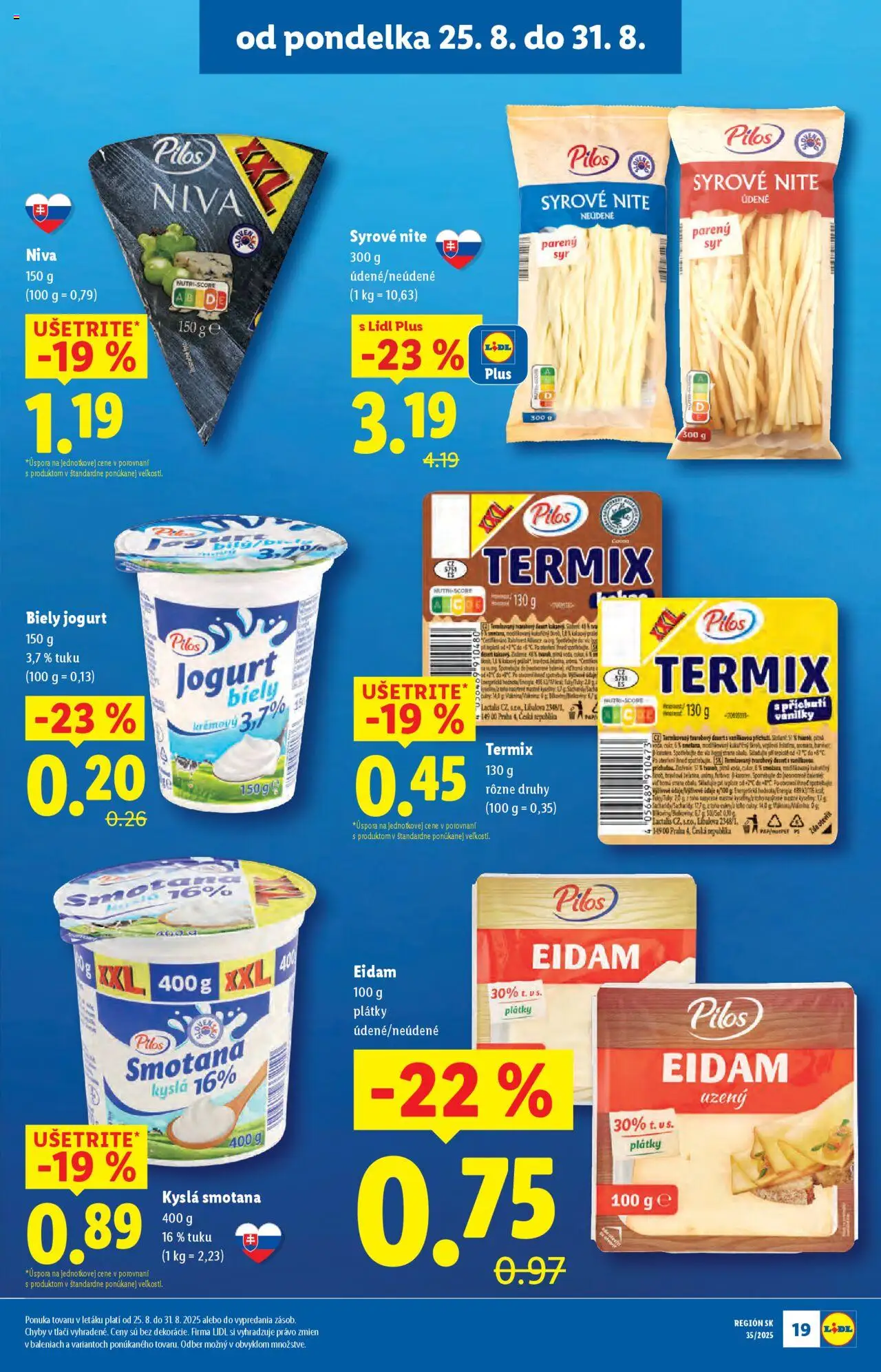 Lidl leták │ platný od 25.08.2025 | Strana: 27 | Produkty: Jogurt, Smotana, Eidam, Biely jogurt
