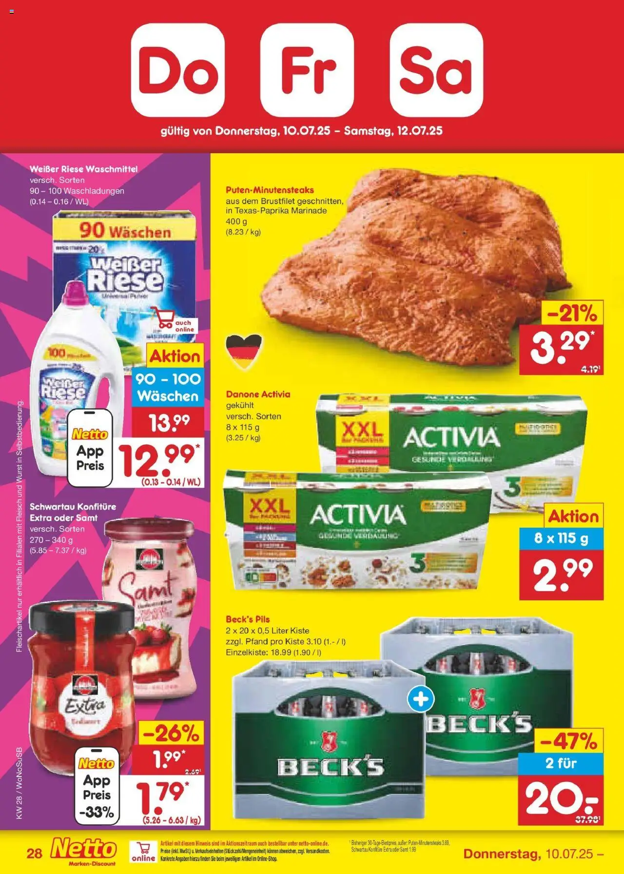 Netto Marken-Discount prospekt Lahnau	 - gültig ab dem 07.07.2025 | Seite: 44 | Produkte: Waschmittel, Wurst, Steak, Fleisch