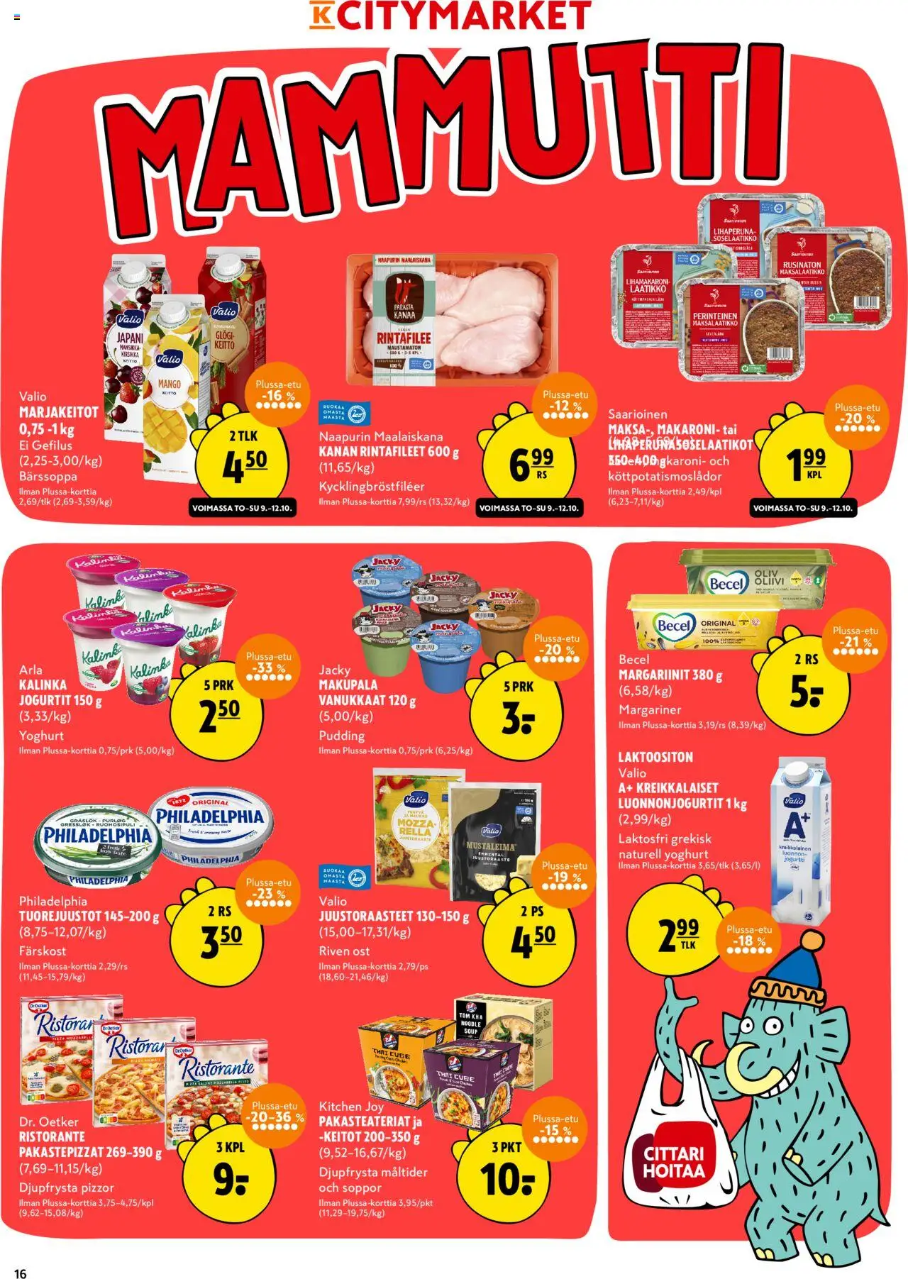 K-Citymarket tarjoukset – voimassa 09.10.2025 alkaen | Sivu: 16 | Tuotteet: Mango, Keitto, Emmental, Jogurtti