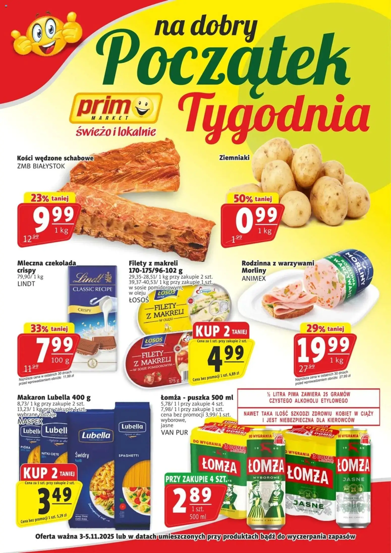 Prim Market Gazetka - Na dobry początek tygodnia od 03.11.2025 | Strona: 1 | Produkty: Mięso, Czekolada, Wędliny, Makaron