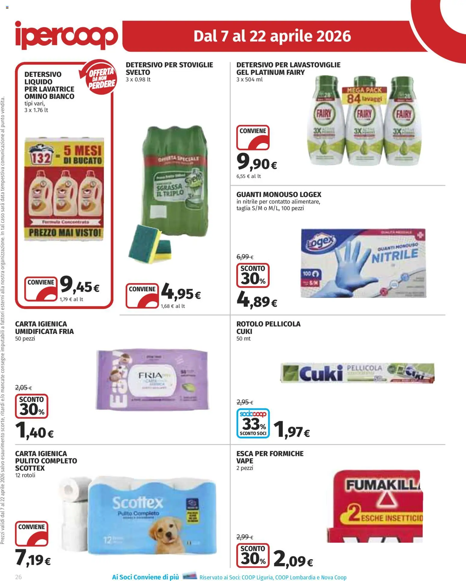 Volantino Ipercoop del 07.04.2026 | Pagina: 26 | Prodotti: Carta igienica, Guanti, Lavatrice, Data