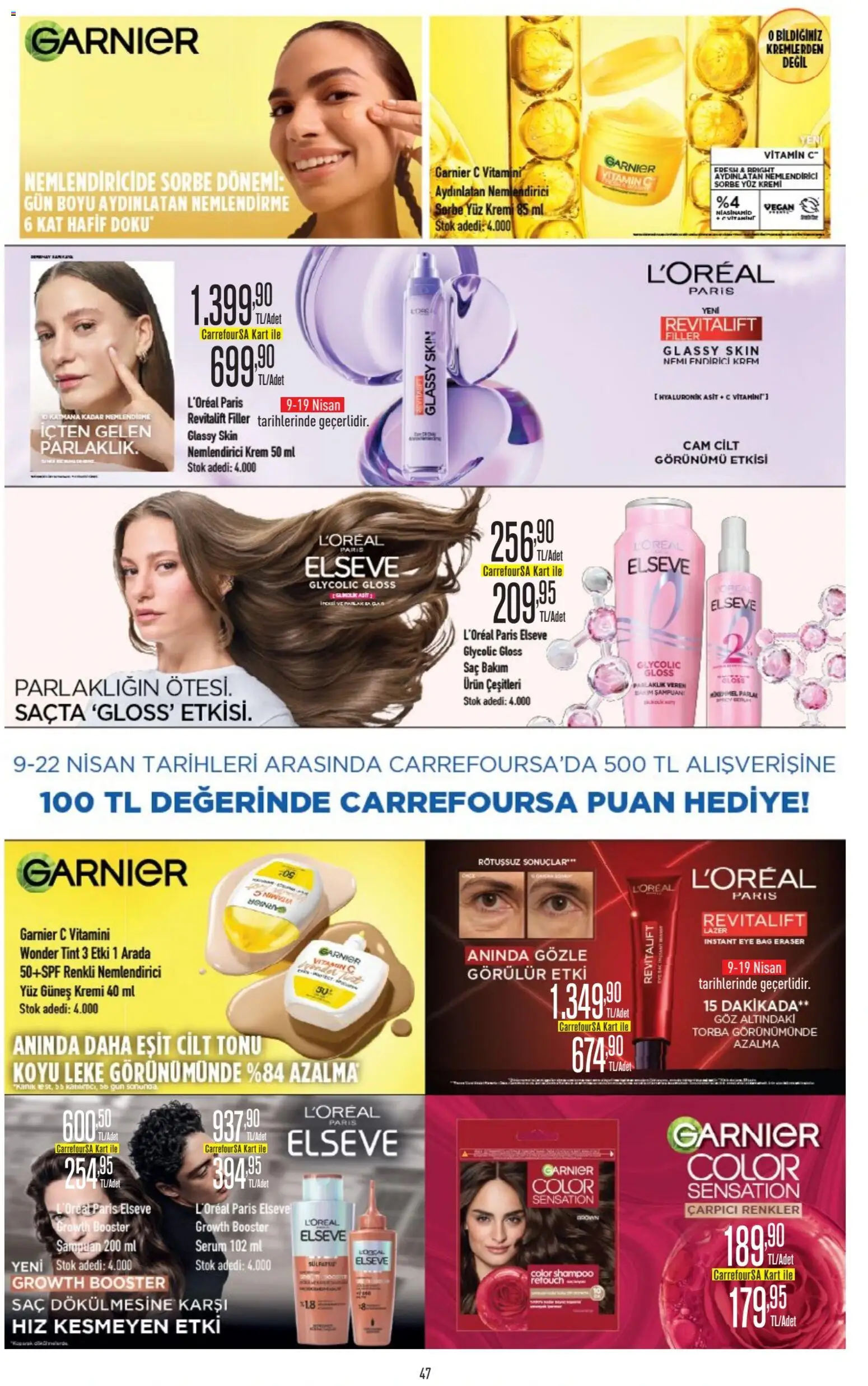 CarrefourSA Katalog - 09.04.2026 tarihinden itibaren geçerlidir | Sayfa: 48 | Ürünler: Şampuan, Krem, Güneş kremi
