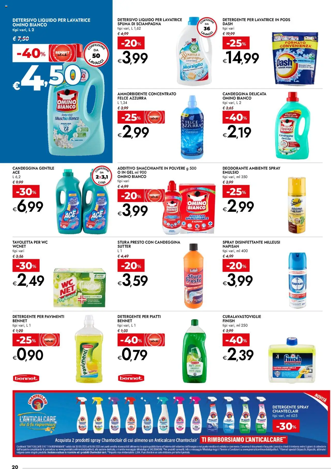 Volantino bennet del 14.08.2025 | Pagina: 20 | Prodotti: Ammorbidente, Detergente, Anticalcare, Limone