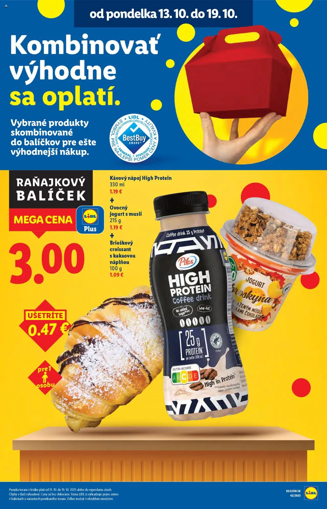 Nové Lidl akcie – leták je platný od 13.10.2025 | Strana: 21 | Produkty: Jogurt, Croissant, Protein