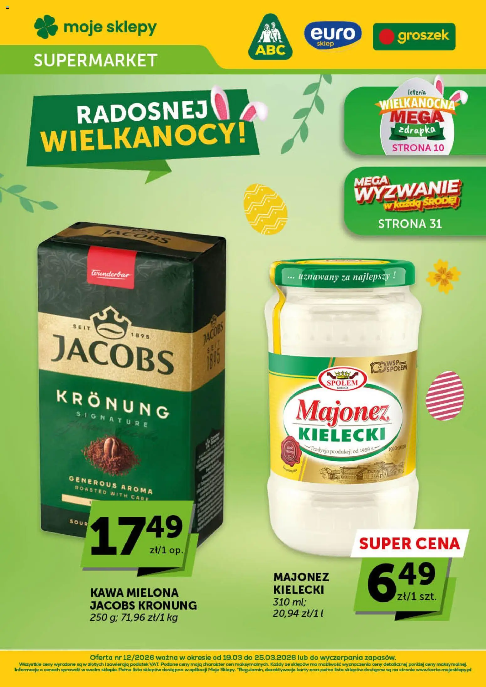 Euro Sklep gazetka od 19.03.2026 | Strona: 1 | Produkty: Groszek, Kawa, Majonez