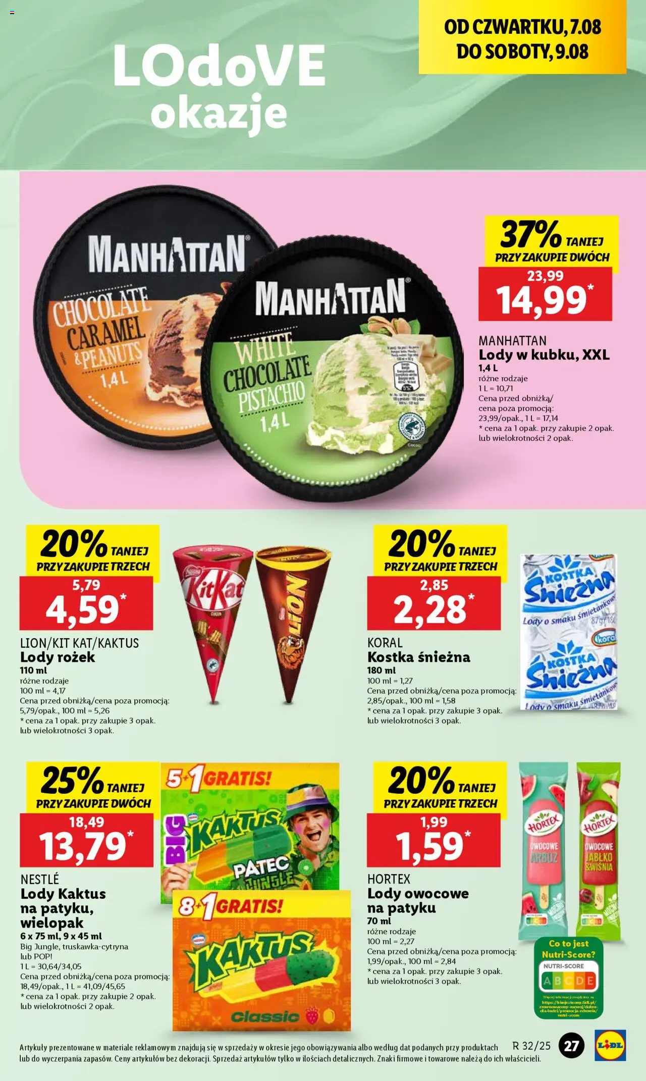 Lidl Gazetka od 07.08.2025 | Strona: 33 | Produkty: Arbuz, Lody Kaktus, Lody
