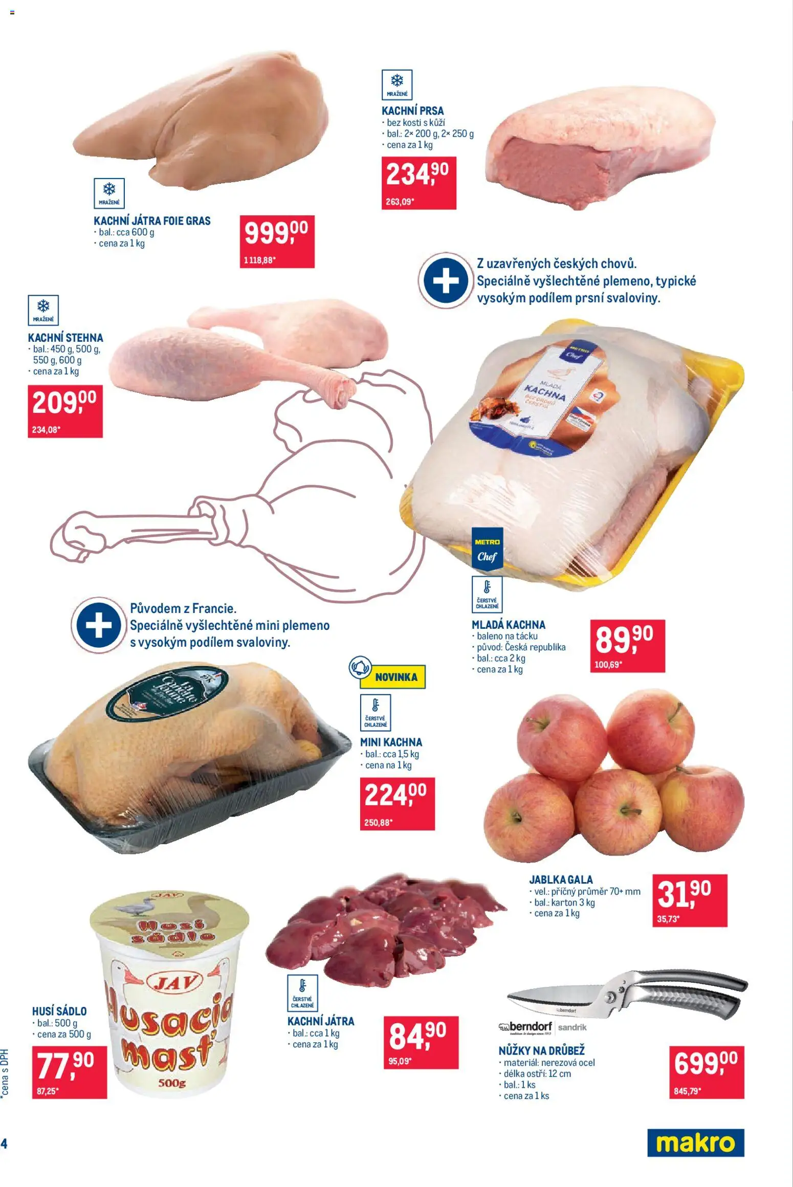 Makro leták - Pro milovníky jídla od 05.11.2025 | Strana: 4 | Produkty: Sádlo, Nůžky, Jablka, Kachna