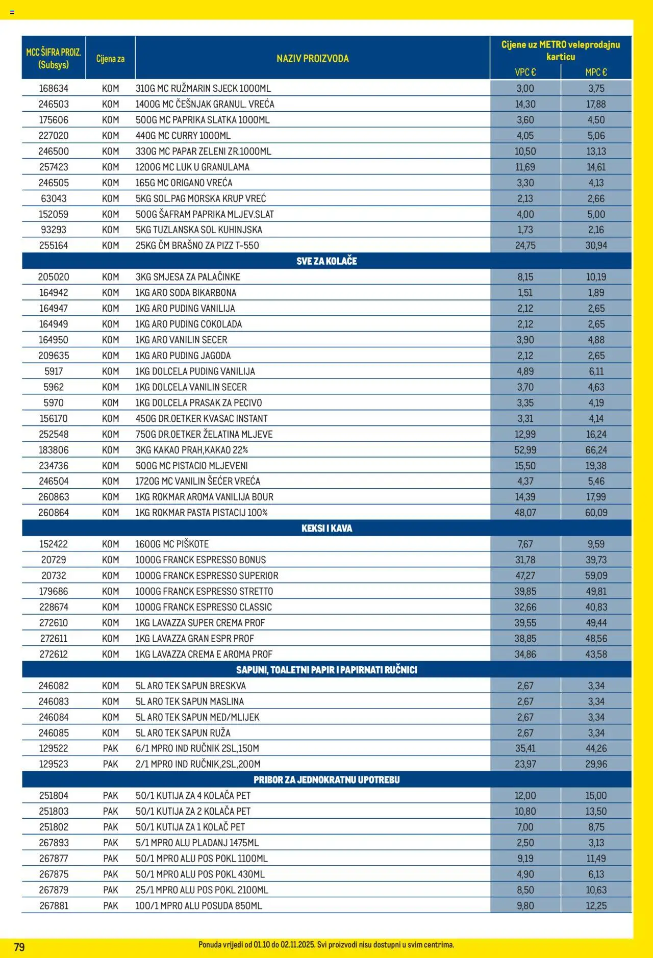 Metro katalog | vrijedi od 01.10.2025 | Stranica: 79 | Proizvodi: Brašno, Sol, Pasta, Kakao