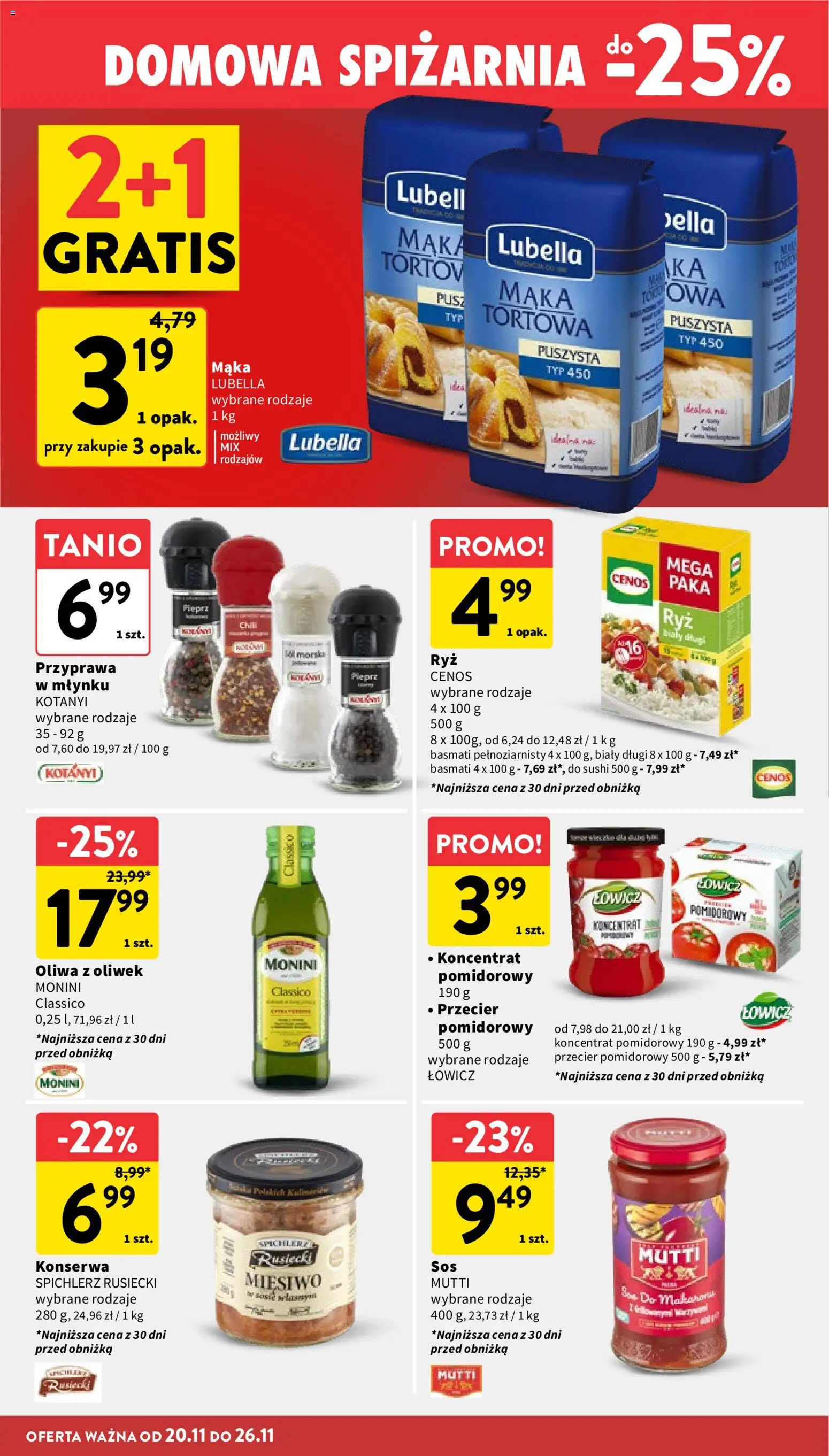 Intermarche Gazetka od 20.11.2025 | Strona: 30 | Produkty: Oliwa z oliwek, Przecier pomidorowy, Koncentrat pomidorowy, Sushi