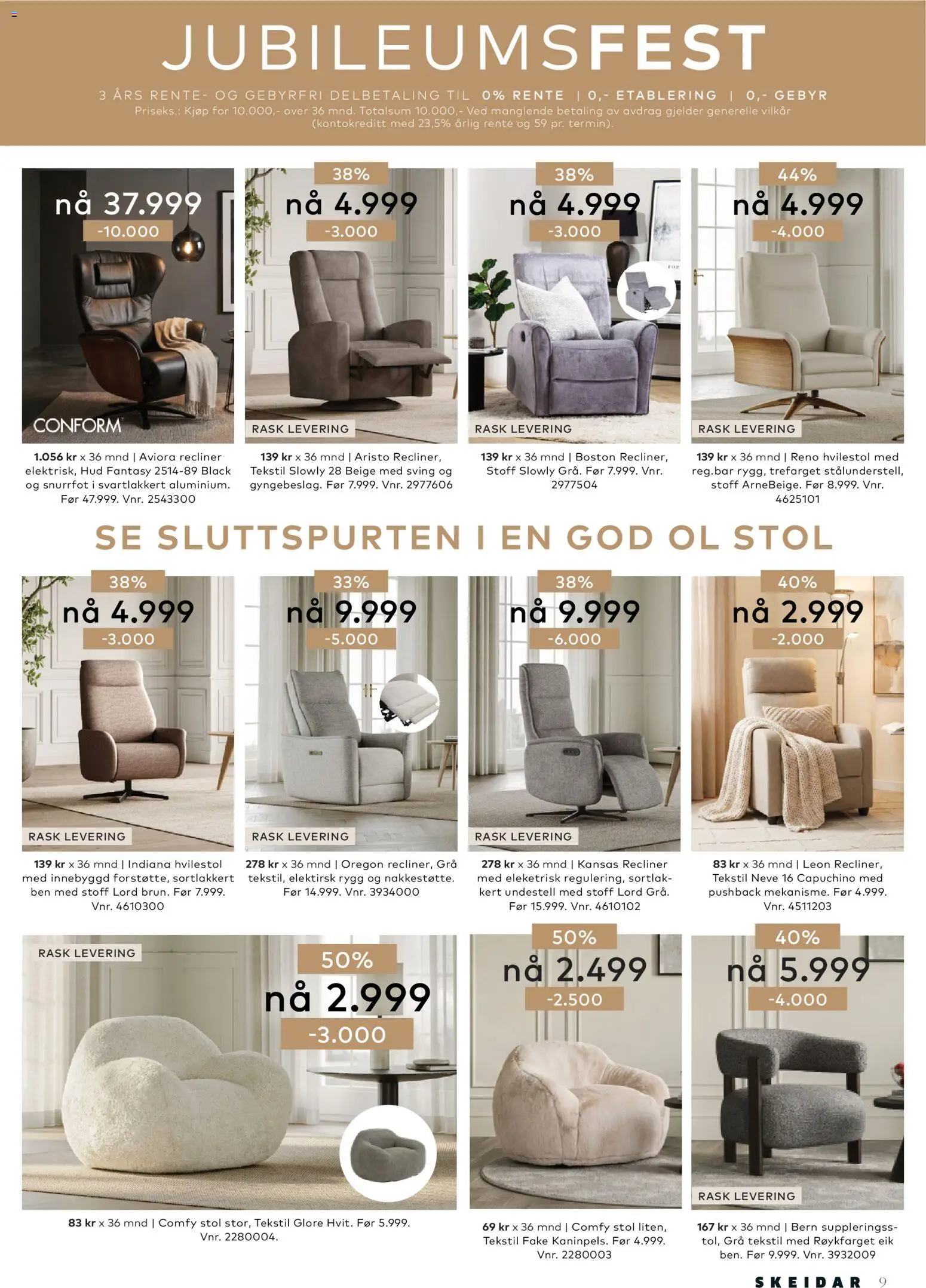 {H1} | Side: 9 | Produkter: Øl, Hvilestol, Stol