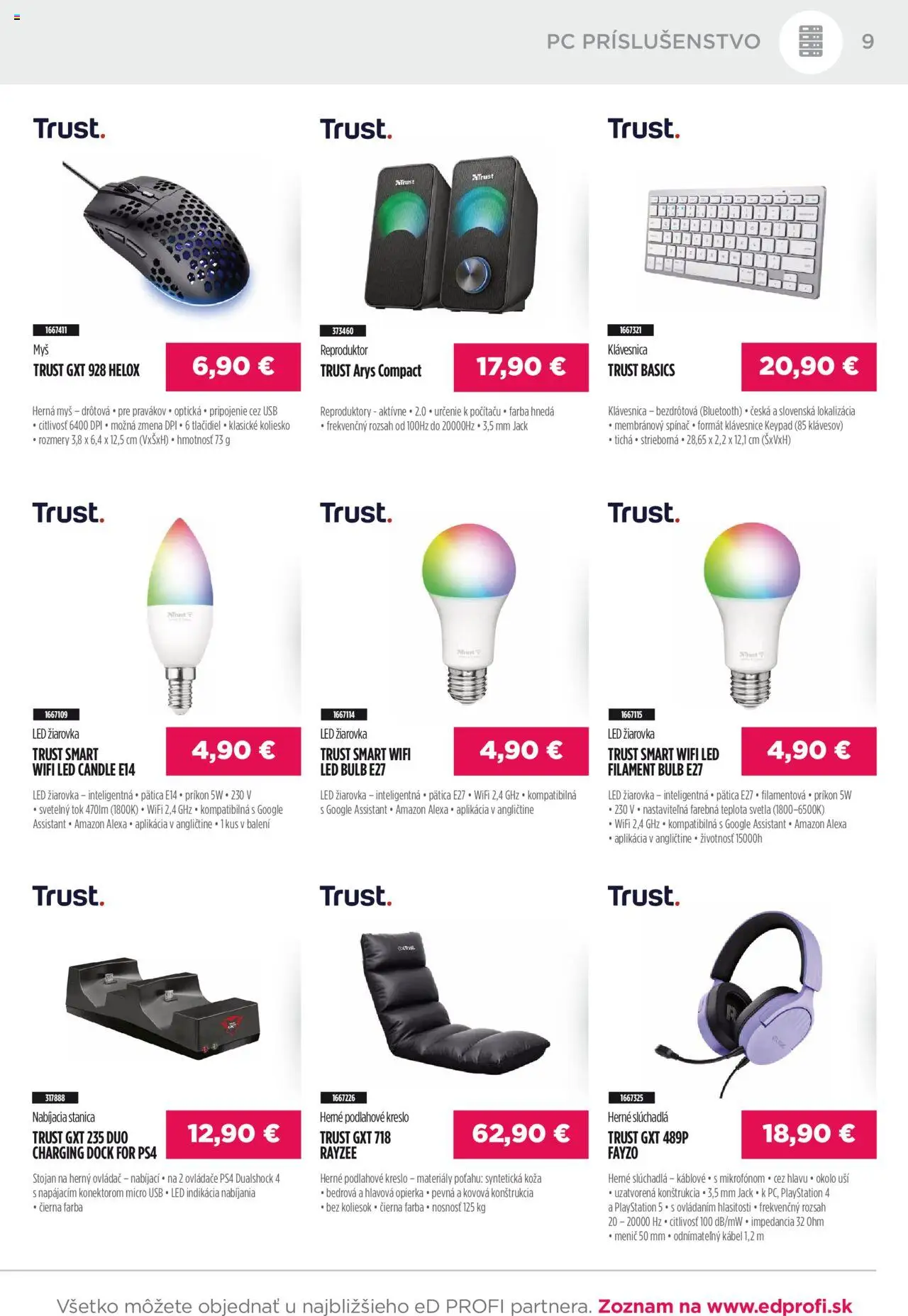 Nové ED Profi akcie – leták je platný od 01.10.2025 | Strana: 9 | Produkty: Žiarovka, Myš, Klávesnica, PC
