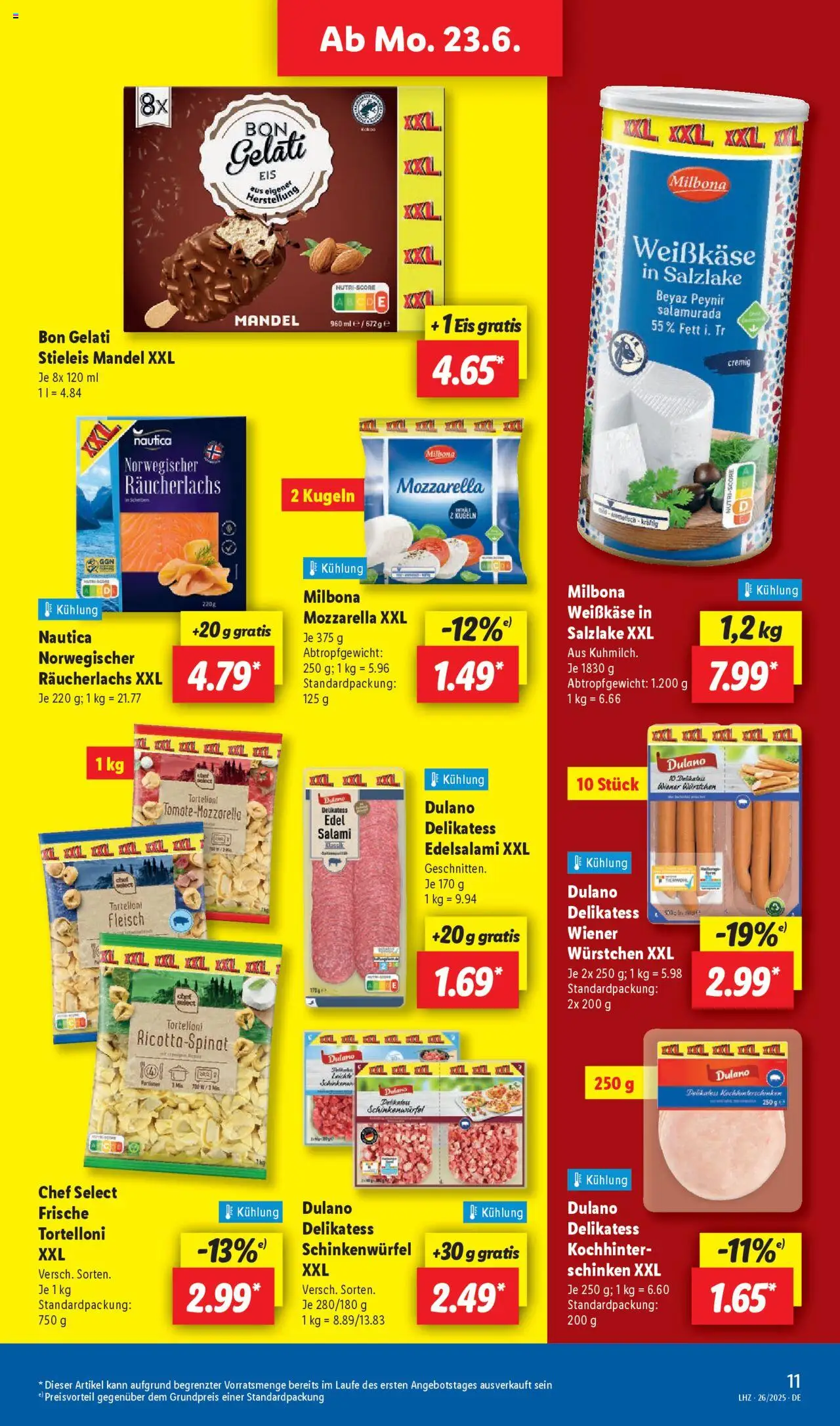 Lidl Prospekt 	 - gültig ab dem 23.06.2025 | Seite: 13 | Produkte: Lachs, Räucherlachs, Salami, Eis