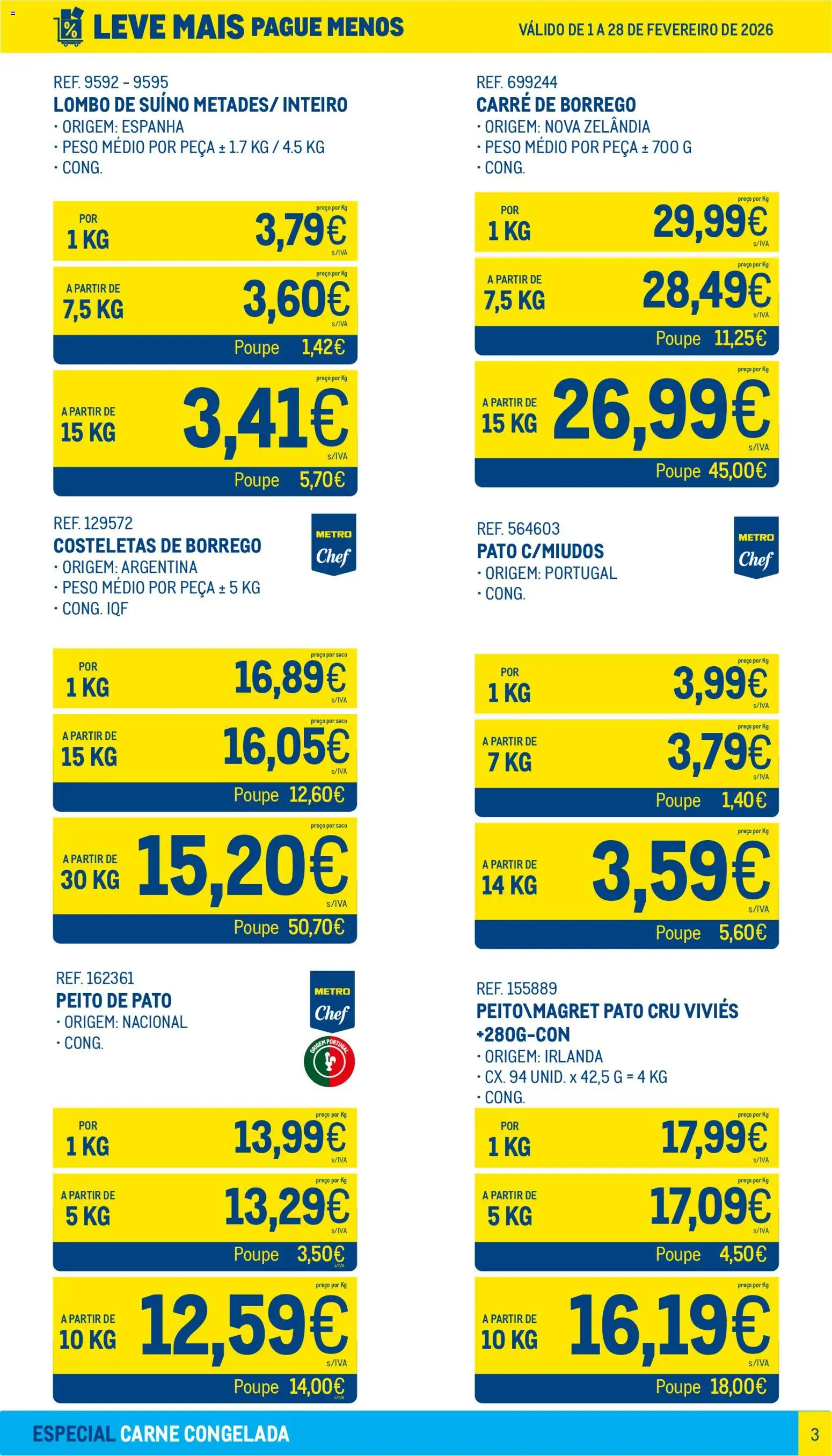 Makro Leve Mais Pague Menos - Carne Congelada │ válido de 01.02.2026 | Página: 3 | Produtos: Lombo, Carne