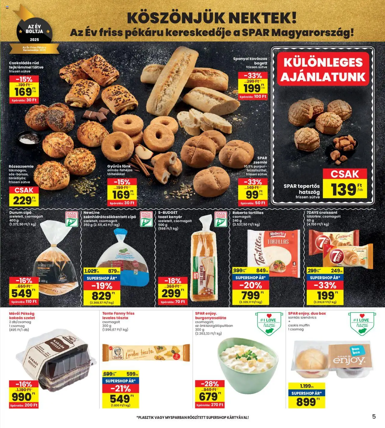 Interspar akciós ujság - amely érvényes a következő dátumtól: 25.09.2025 | Oldal: 5 | Termékek: Szendvics, Fánk, Bagett, Muffin