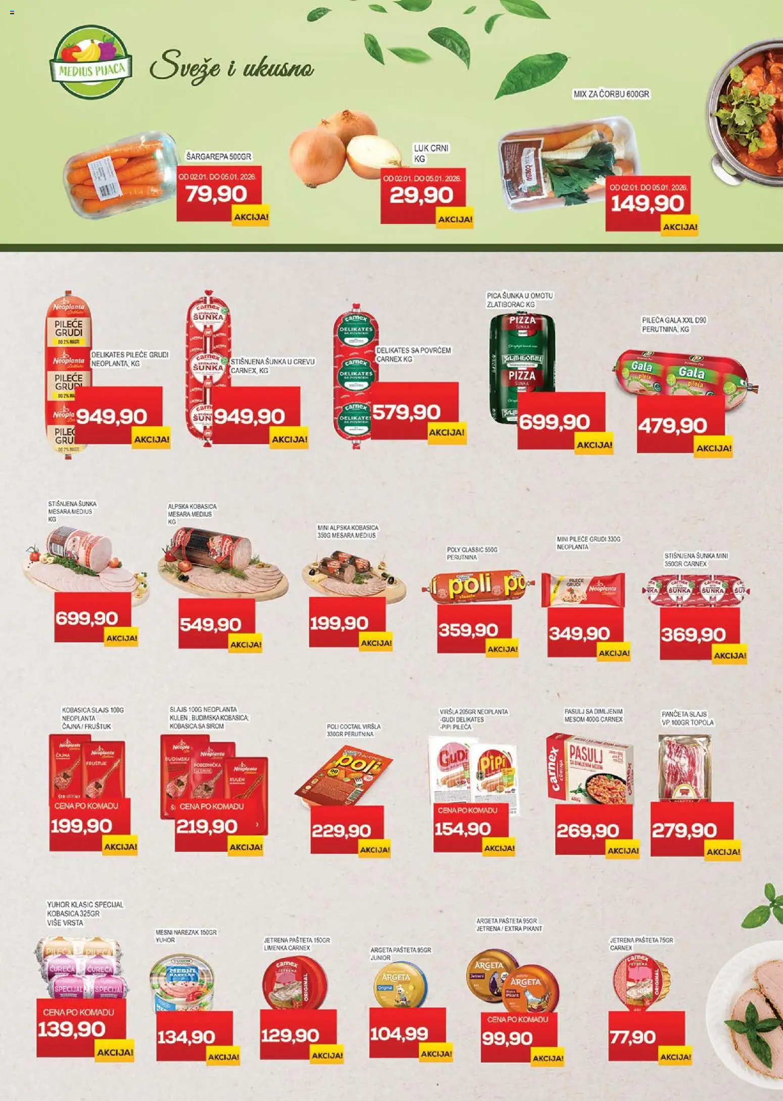 Medius katalog - važi od 02.01.2026 | Strana: 3 | Proizvode: Pasulj, Kulen, Mesni narezak, Pašteta
