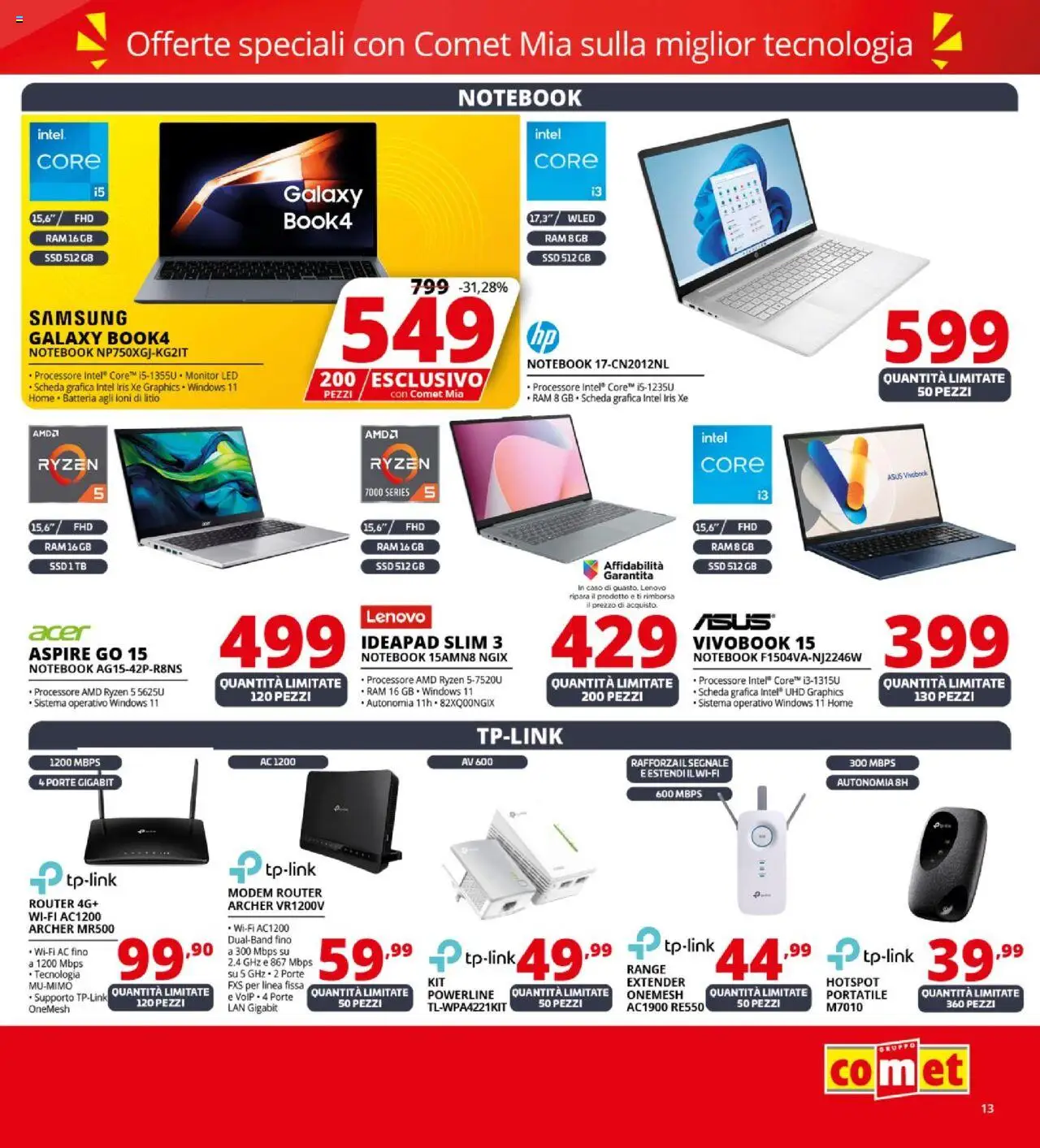 Volantino Comet del 09.10.2025 | Pagina: 13 | Prodotti: Router, Notebook, Samsung Galaxy, Samsung