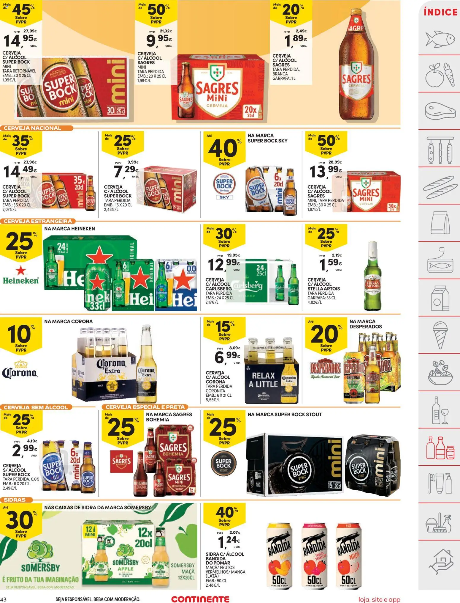 Continente folheto │ válido de 31.03.2026 | Página: 43 | Produtos: Super bock sky, Super bock, Maça, Cerveja
