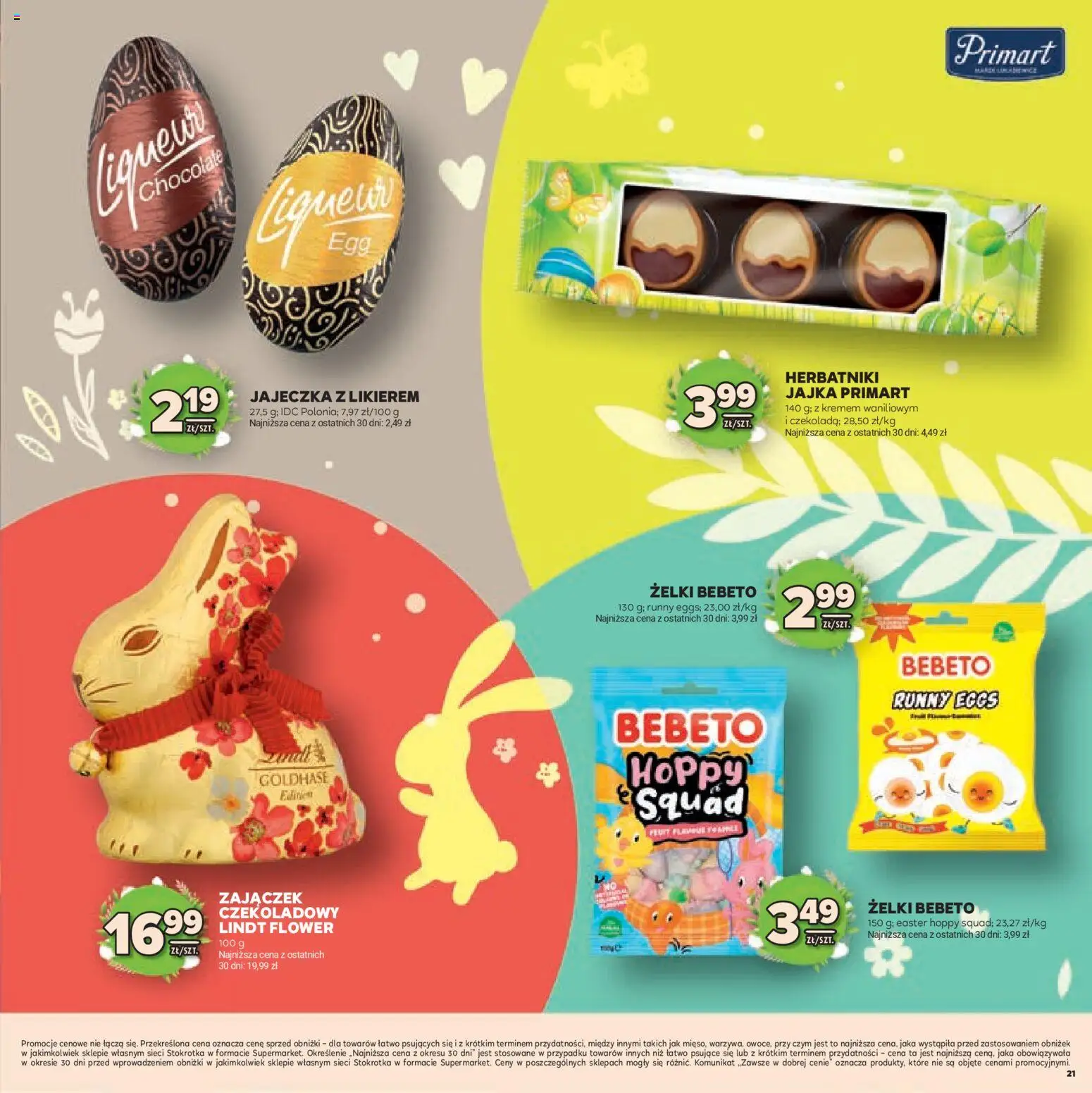 Stokrotka gazetka - Wielkanoc od 19.03.2026 | Strona: 21 | Produkty: Stokrotka, Herbatniki, Żelki, Jajka