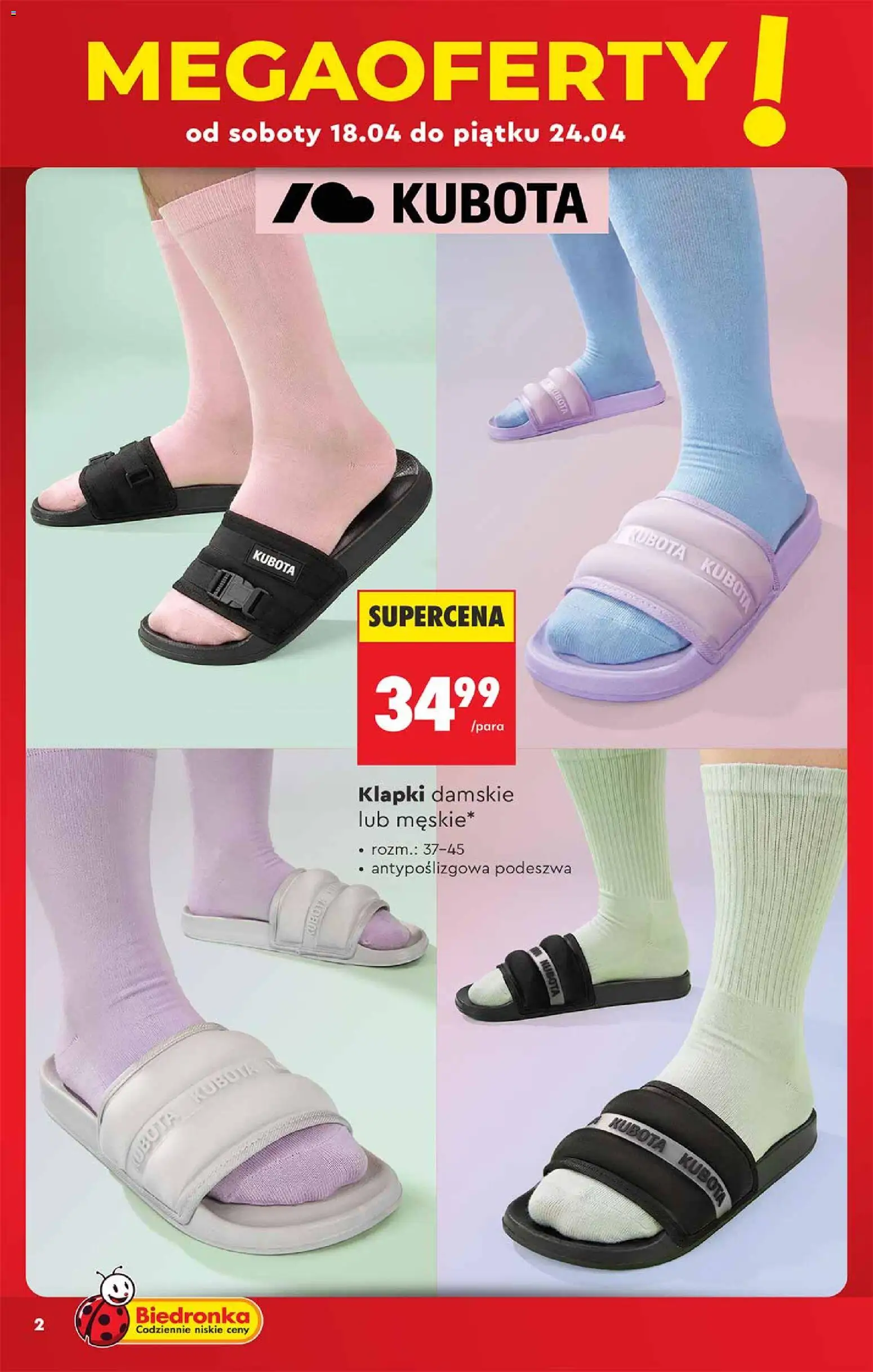 Biedronka gazetka - Hity i inspiracje od 18.04.2026 | Strona: 2 | Produkty: Klapki, Klapki damskie