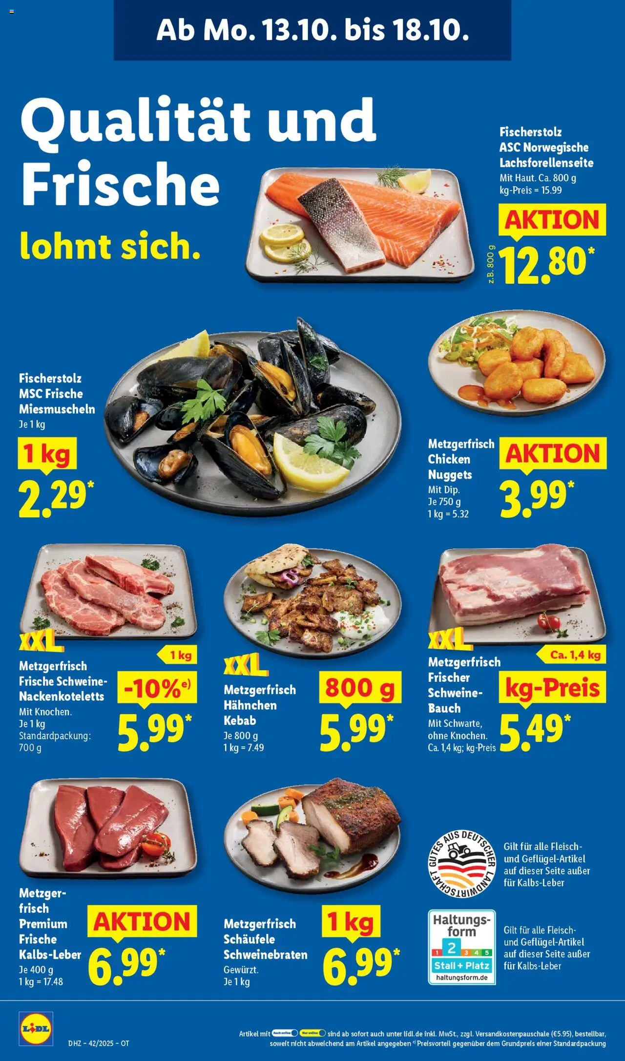 Lidl Prospekt Grimma – gültig ab 13.10.2025 | Seite: 8 | Produkte: Hahnchen, Kalbsleber, Fleisch
