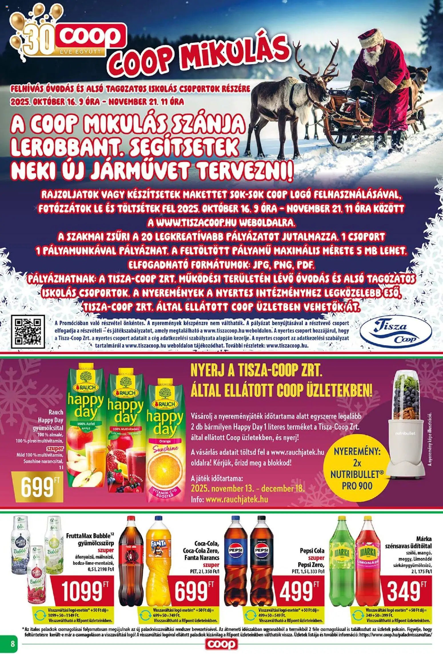 COOP akciós ujság - amely érvényes a következő dátumtól: 13.11.2025 | Oldal: 8 | Termékek: Pepsi, Limonádé, Multivitamin, Óra