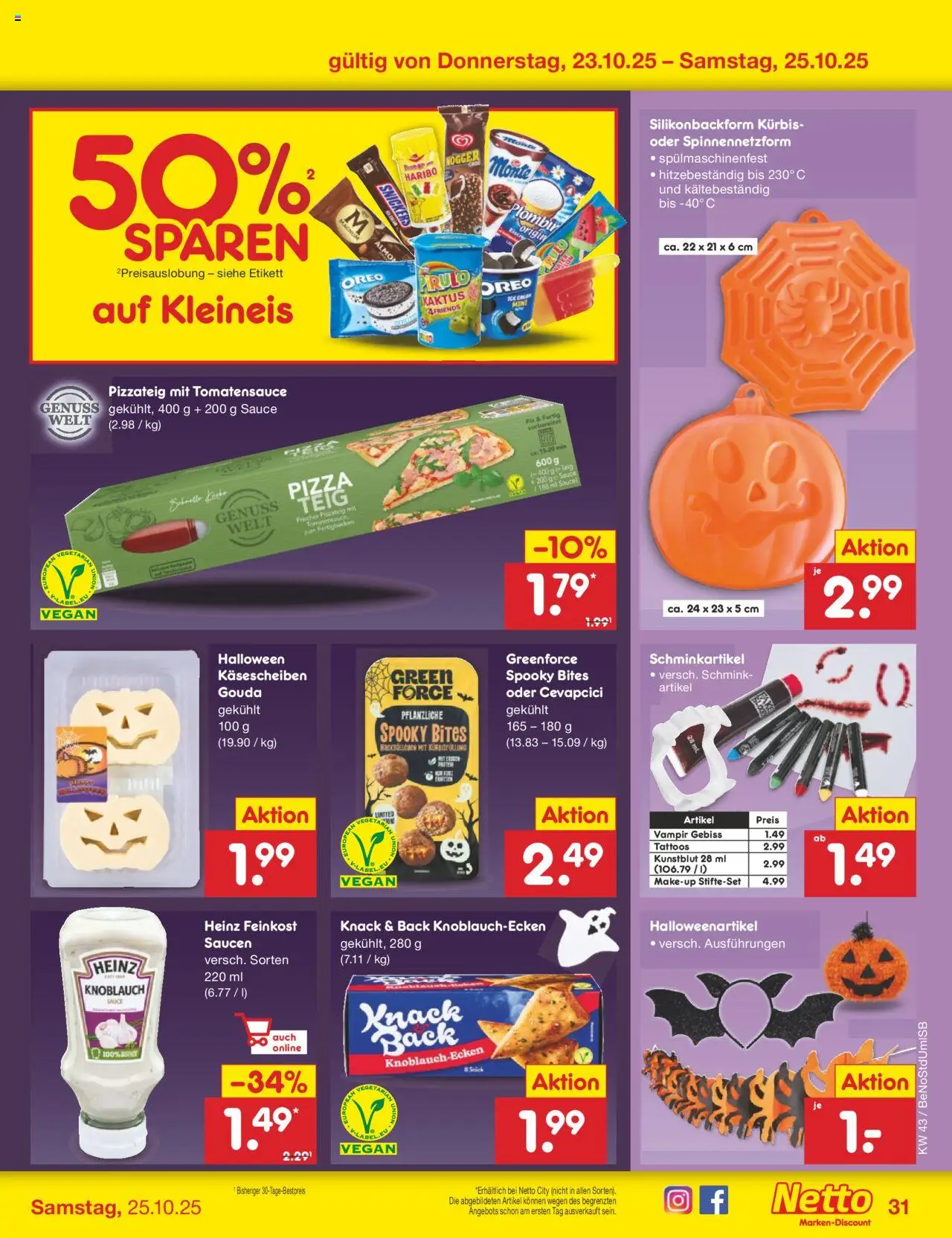 Netto Marken-Discount Prospekt 	 – gültig ab 20.10.2025 | Seite: 45 | Produkte: Haribo, Cevapcici, Kürbis, Pizza