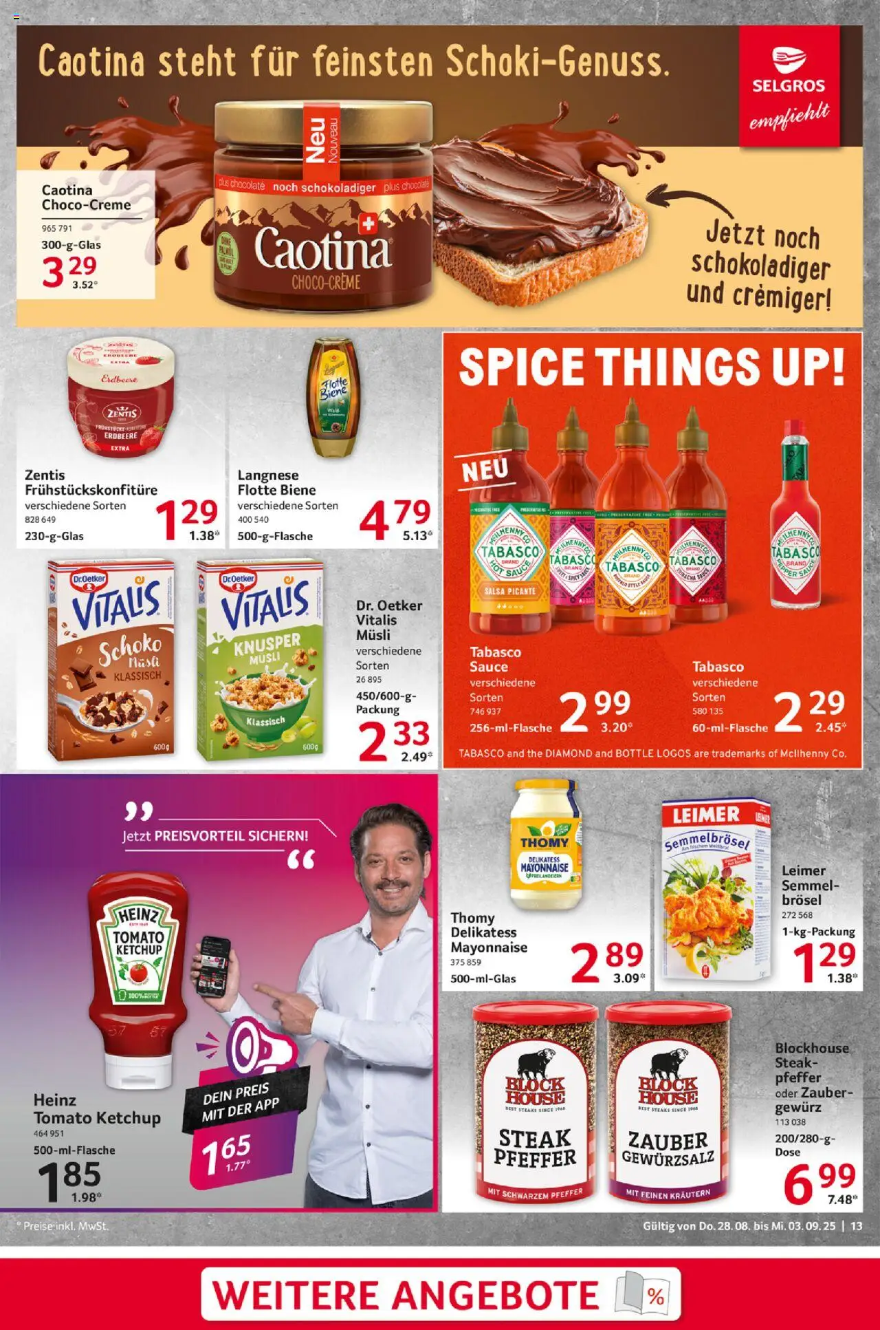 Selgros Prospekt 	 - gültig ab dem 28.08.2025 | Seite: 13 | Produkte: Gewürzsalz, Mayonnaise, Steak, Ketchup