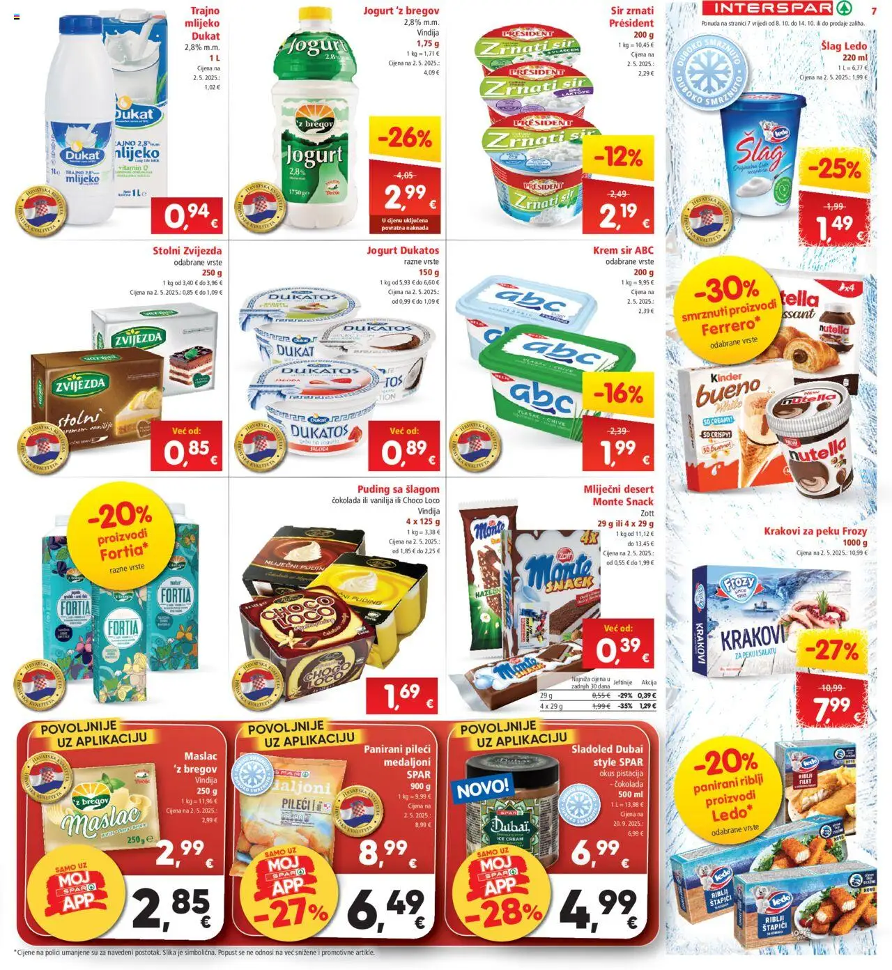 Interspar katalog | vrijedi od 08.10.2025 | Stranica: 9 | Proizvodi: Riblji štapići, Maslac, Puding, Sladoled
