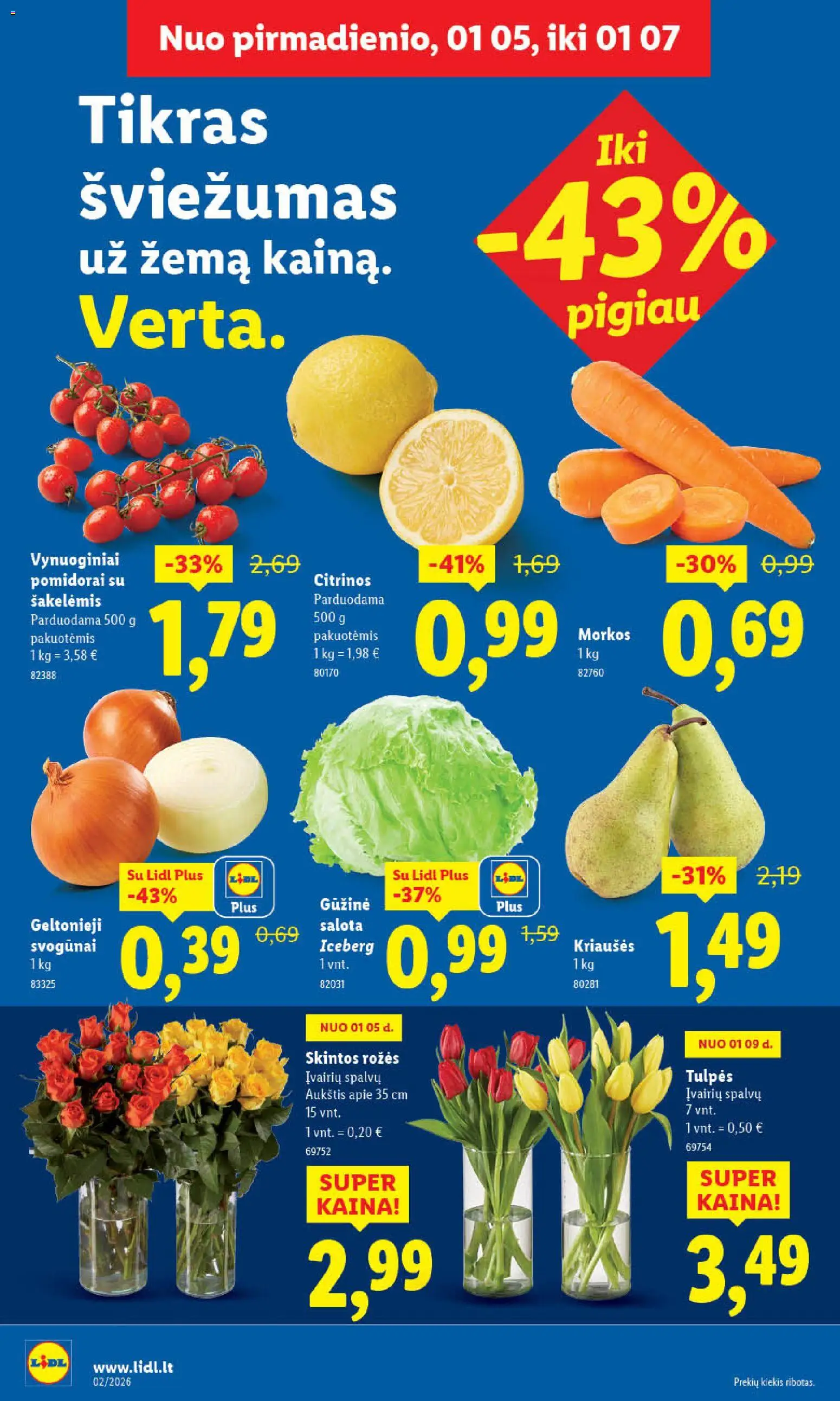 LIDL akcijos nuo 05.01.2026 | Puslapis: 6 | Prekių: Salota, Svogūnai, Pomidorai, Morkos