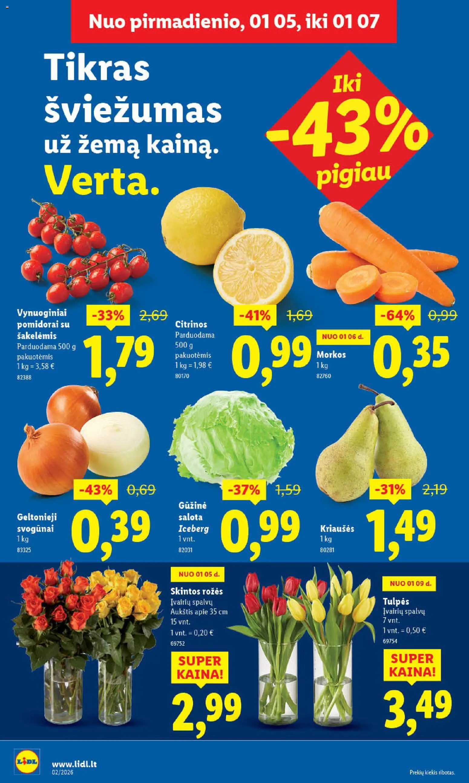 LIDL akcijos nuo 05.01.2026 | Puslapis: 6 | Prekių: Salota, Svogūnai, Pomidorai, Morkos