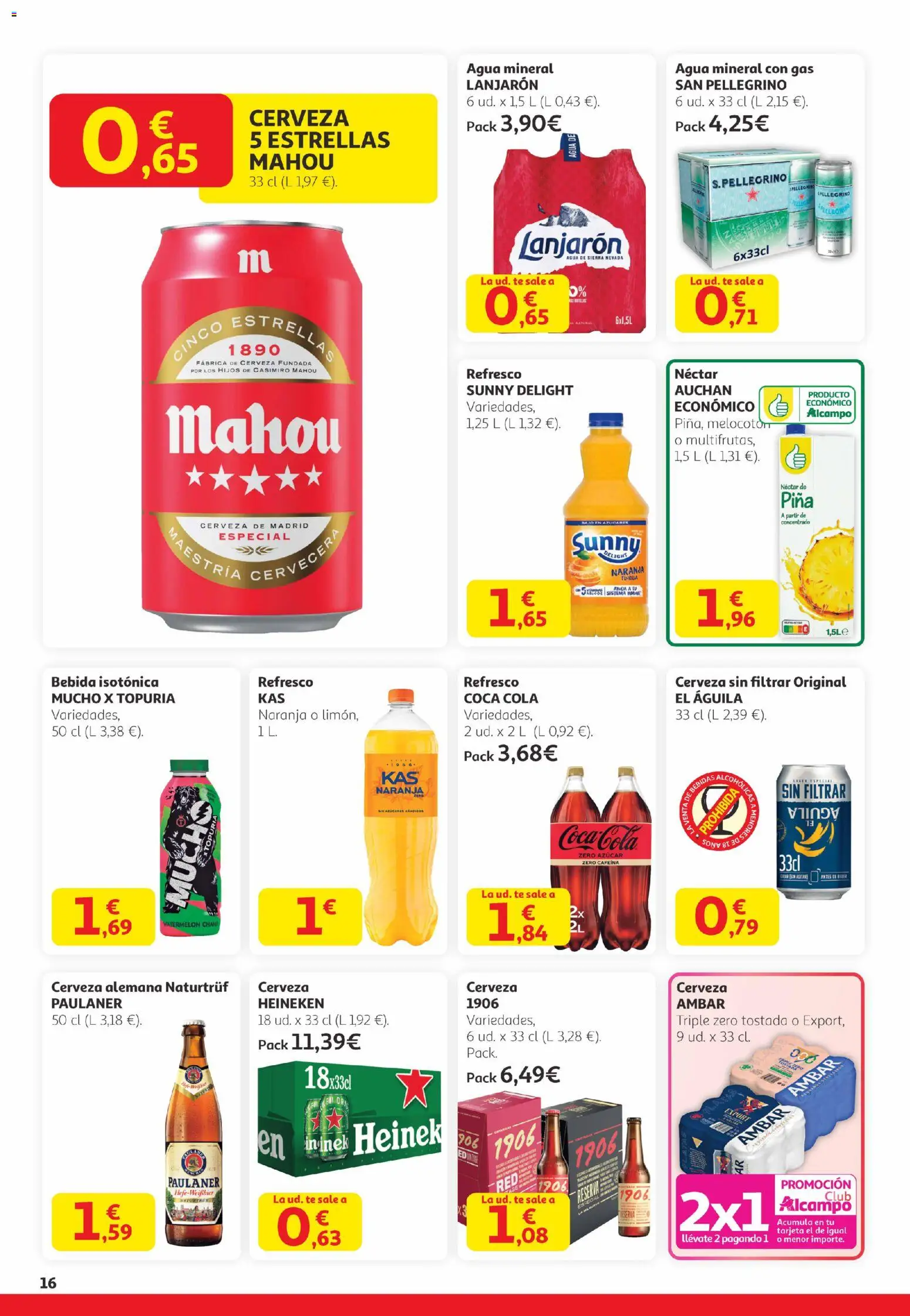 Alcampo -  Canarias │ válido desde el 29.01.2026 | Página: 16 | Productos: Cerveza, Néctar, Agua mineral, Σπανάκι