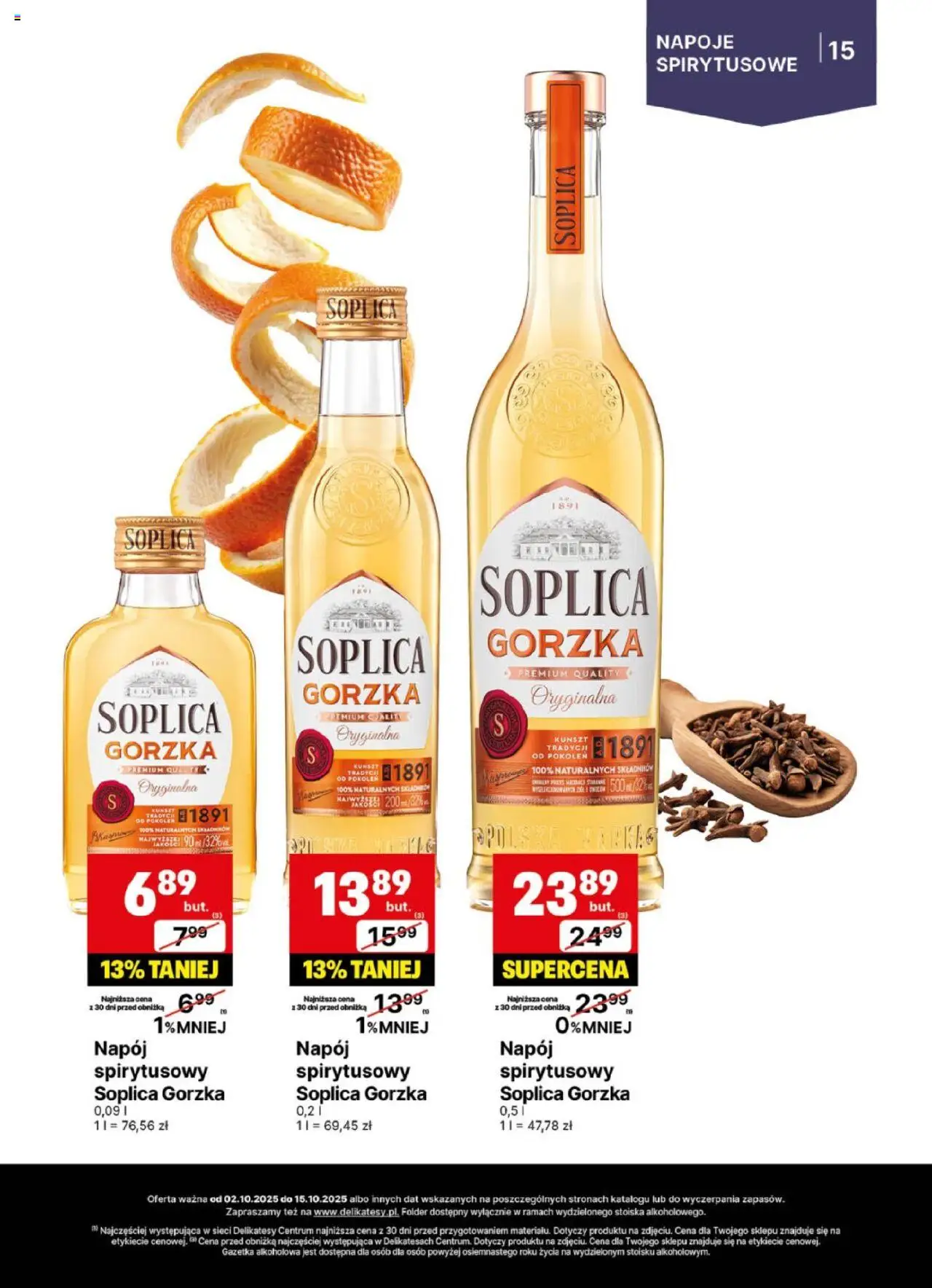 Delikatesy Centrum Gazetka - DeliBarek od 02.10.2025 | Strona: 15 | Produkty: Napoje, Delikatesy