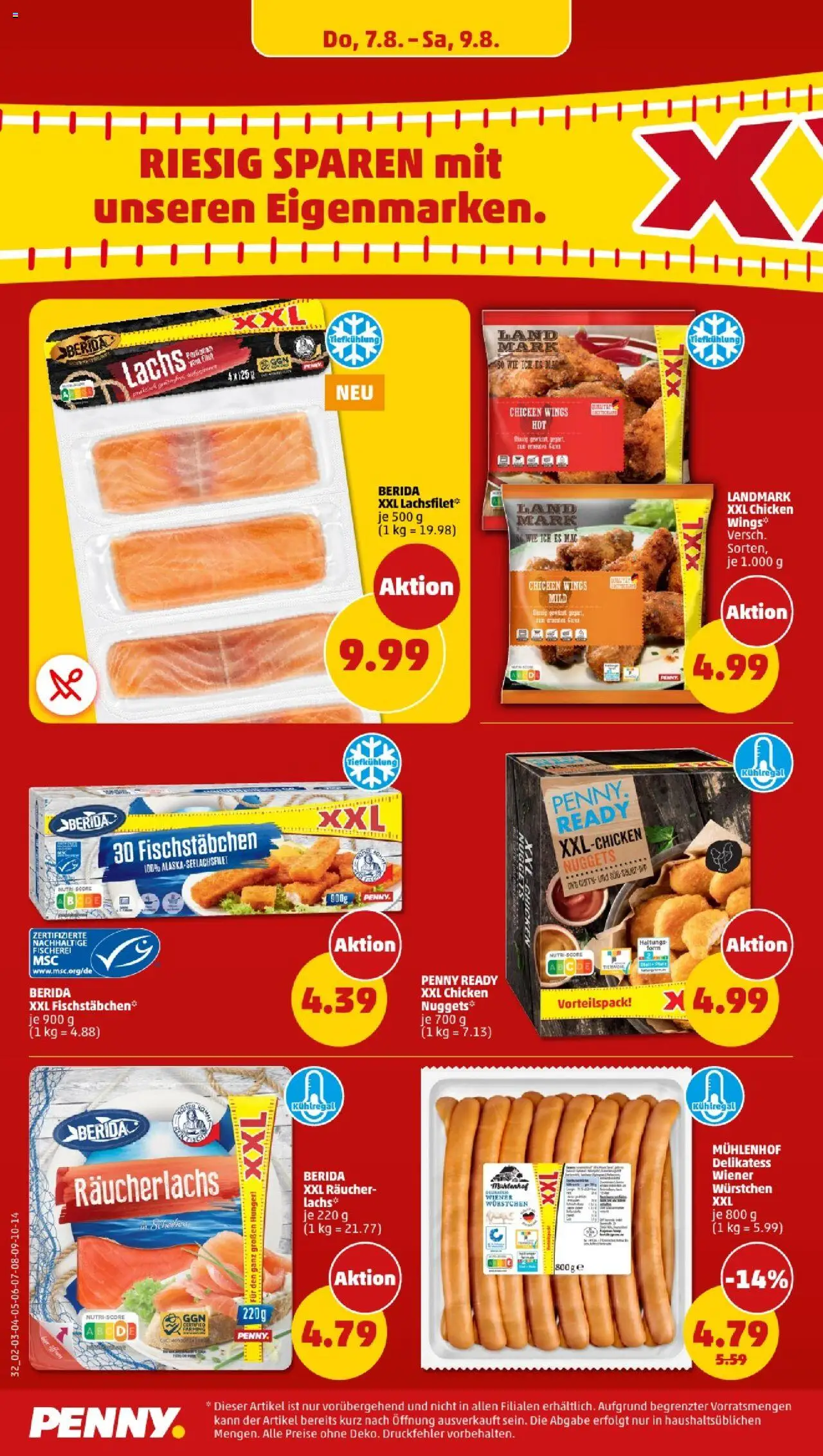 Penny - Bayern - gültig ab dem 04.08.2025 | Seite: 32 | Produkte: Lachs, Räucherlachs, Fischstabchen