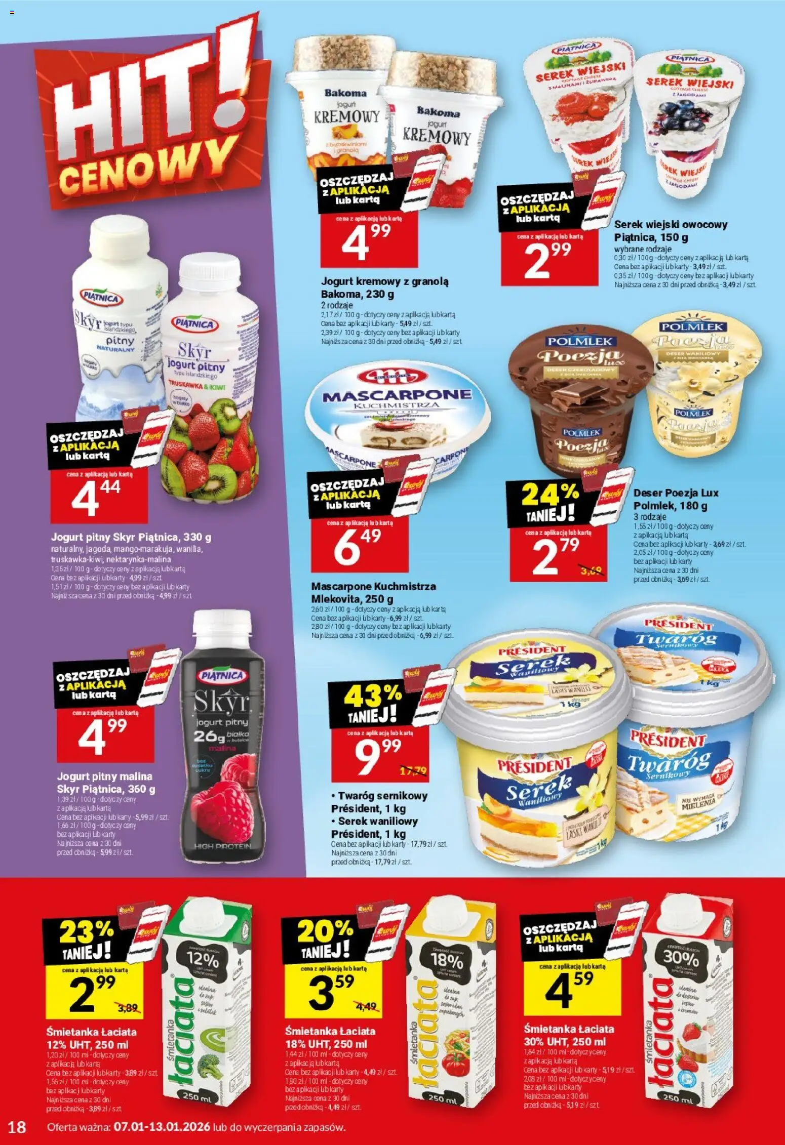 Twój Market Gazetka od 07.01.2026 | Strona: 18 | Produkty: Karta, Jogurt pitny, Jogurt, Twaróg